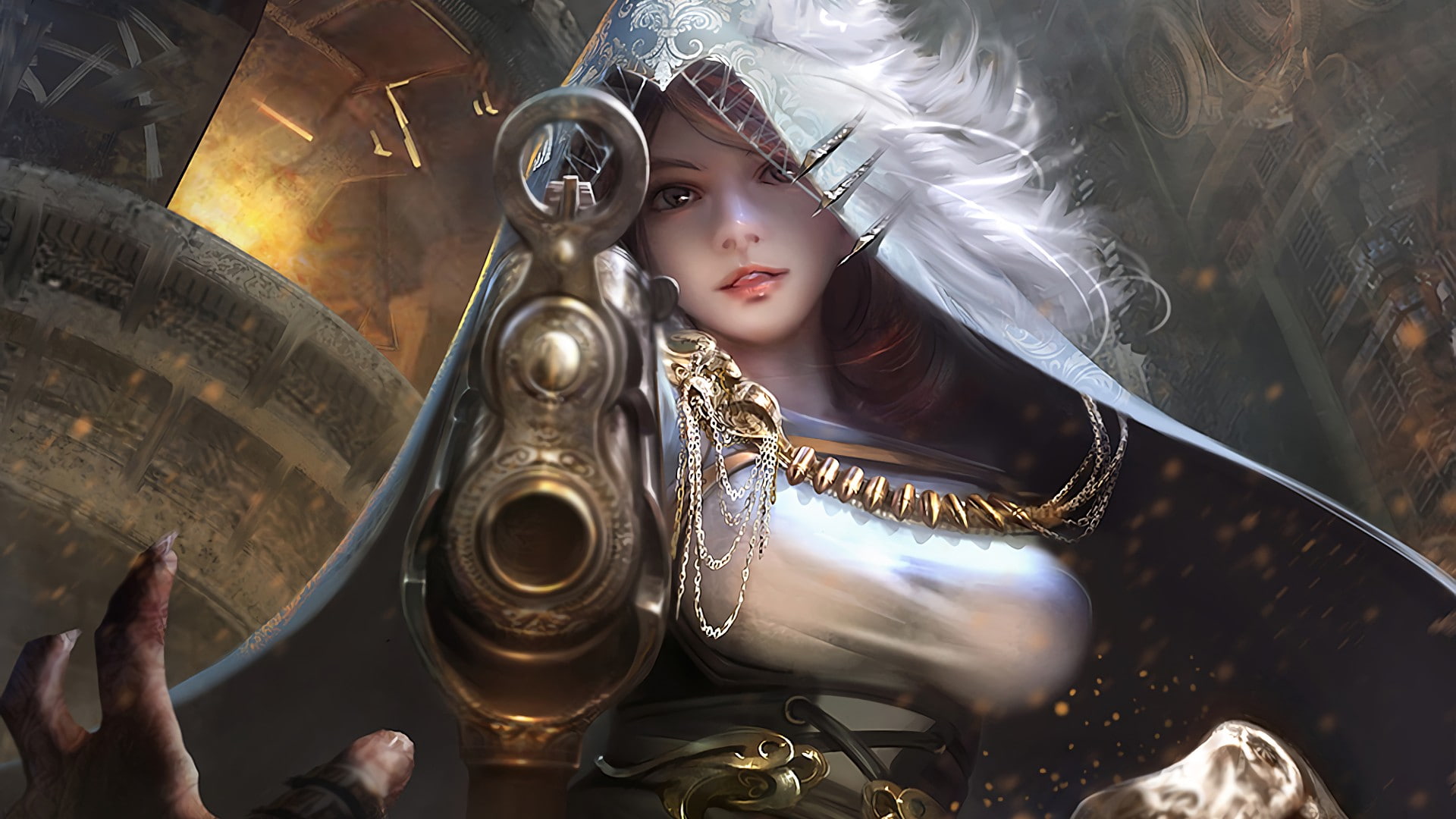 1080P, women, Gunz, fantasy art, HD Wallpaper