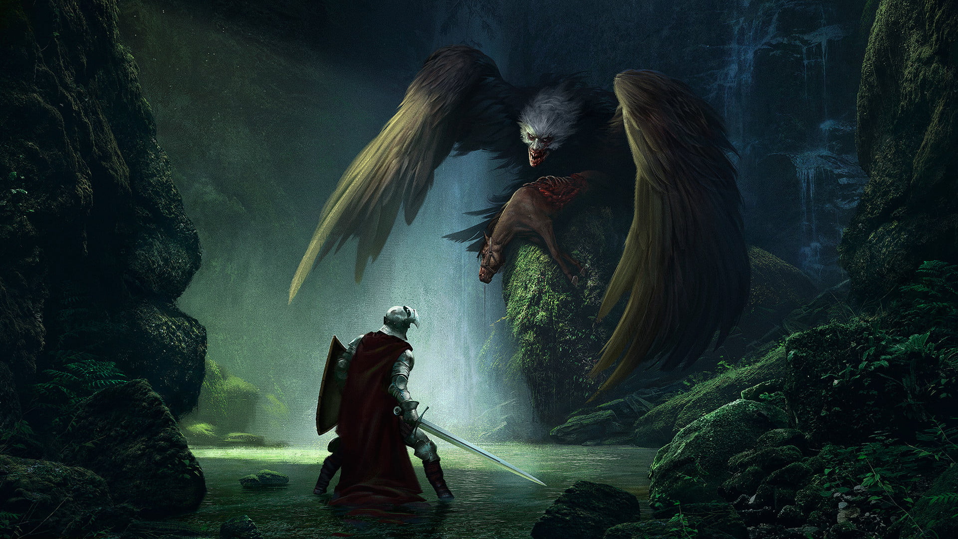 Knight, Harpy, 1080P, Creature, Fantasy, HD Wallpaper