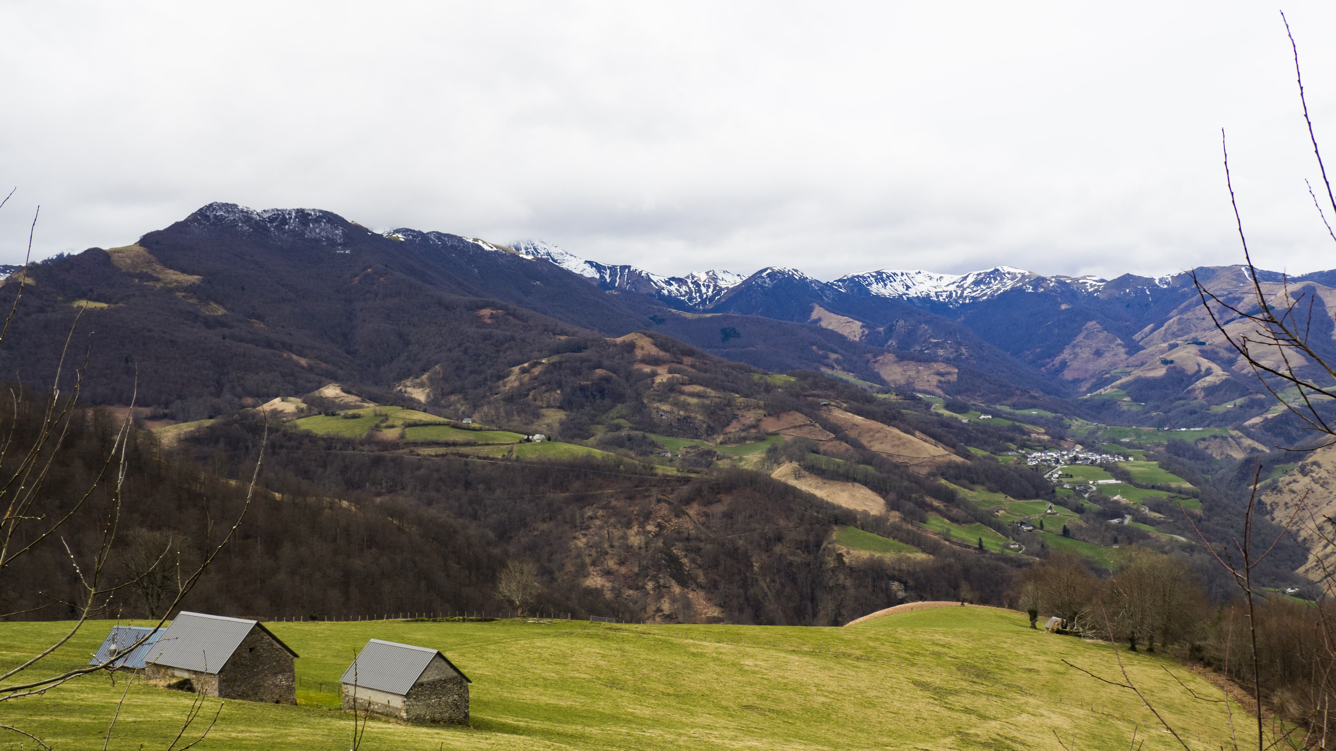 grass, environment, green color, day, cloud - sky, mountain top, no people, architecture, landscape, 4K, tranquility, land, tranquil scene, nature, idyllic, HD Wallpaper