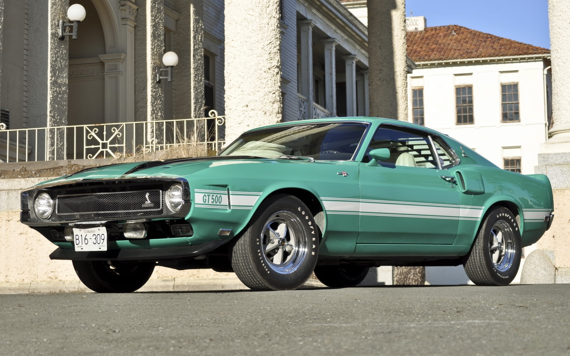architecture, front View, old, germany, urban Scene, Mustang, city, parking Lot, mode of transportation, Ford, Muscle car, shiny, engine, low Profile Tires, HD Wallpaper
