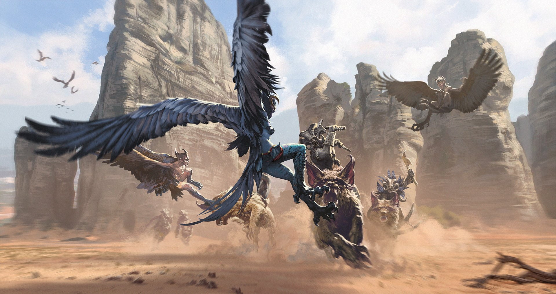 fantasy Art, warrior, Harpies, 1080P, HD Wallpaper