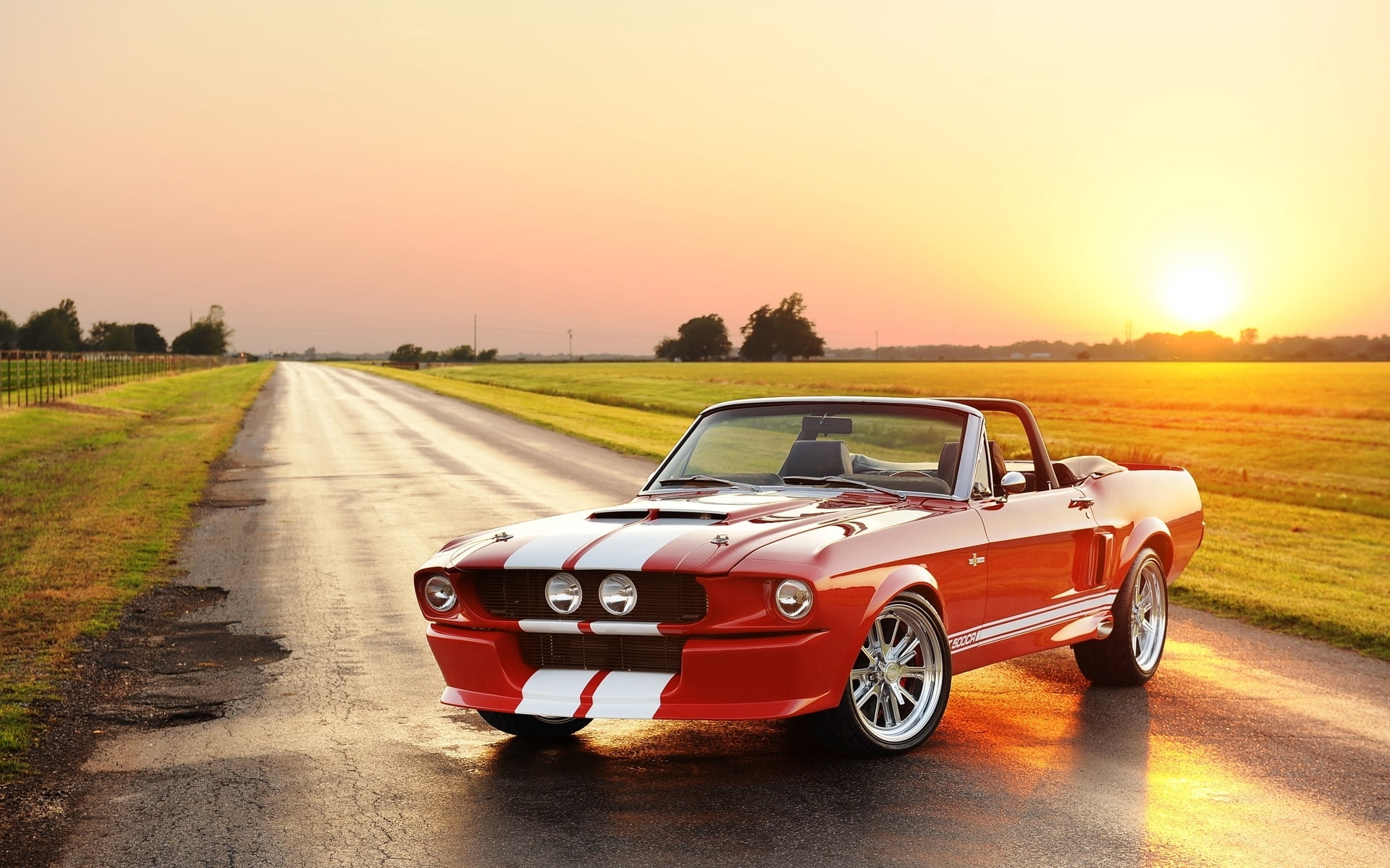 Ford, Shelby GT500 Classic Recreation, 1080P, Convertible, Muscle Car, Red Car, HD Wallpaper