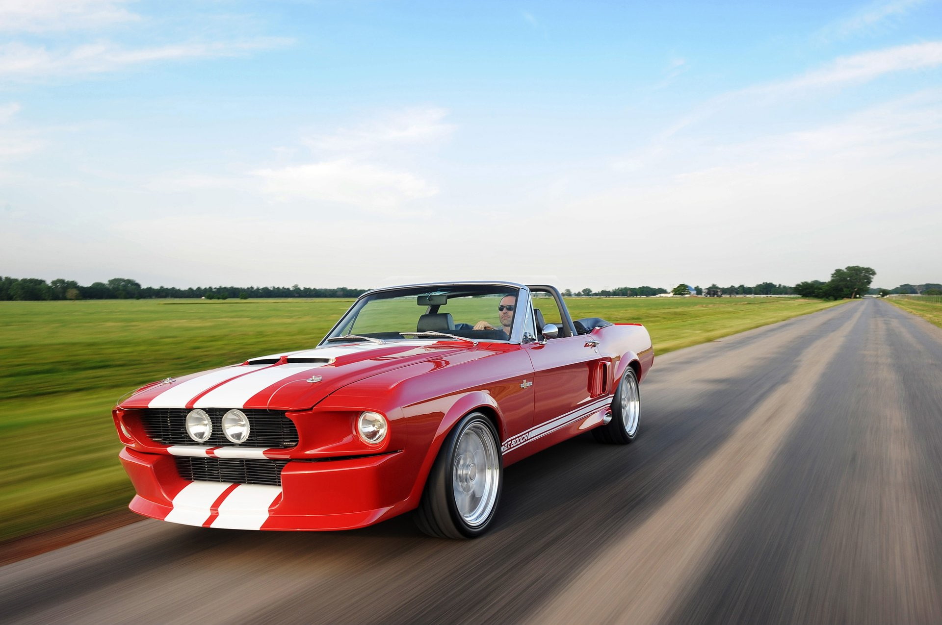 Classic Car, Ford, Shelby GT500 Classic Recreation, Convertible, Muscle Car, Red Car, 1080P, HD Wallpaper
