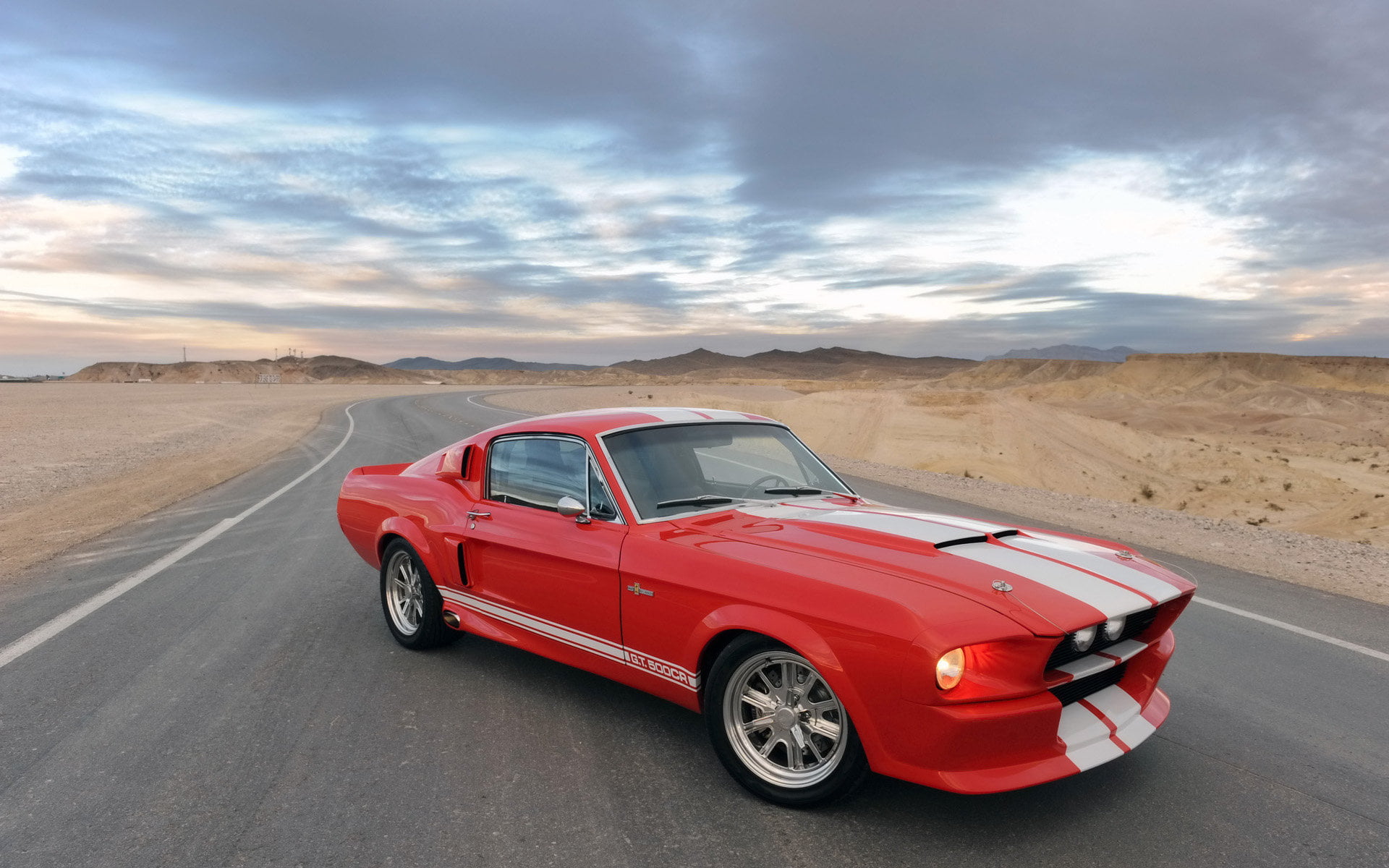 sky, nature, Recreations, GT500CR, land vehicle, red, cloud - sky, mode of transportation, Classic, mustang, environment, no people, desert, 1080P, convertible, HD Wallpaper
