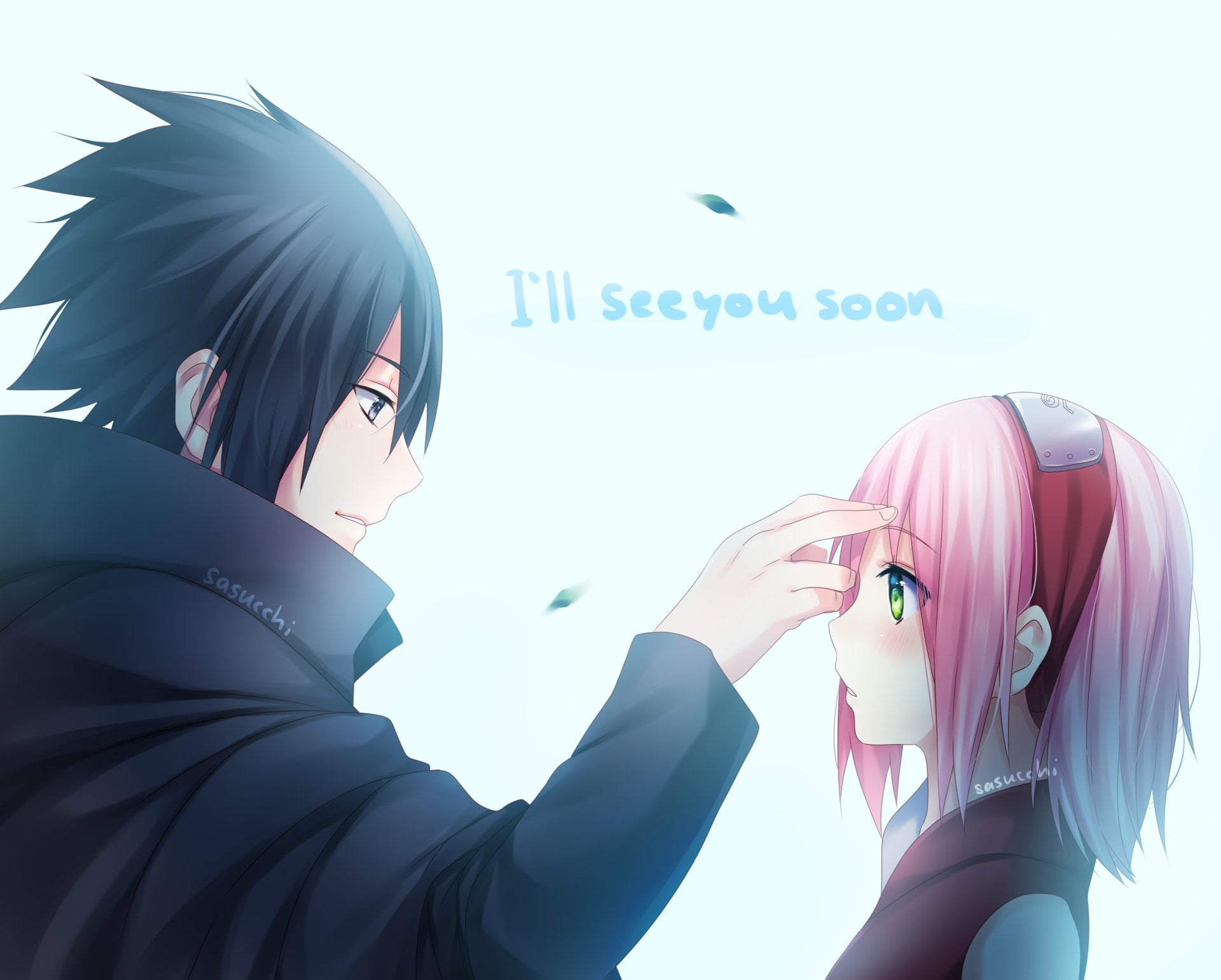 indoors, Green Eyes, one person, Anime, headshot, Naruto, communication, Smile, Sasuke Uchiha, lifestyles, Headband, Black Hair, sakura, young women, hairstyle, HD Wallpaper