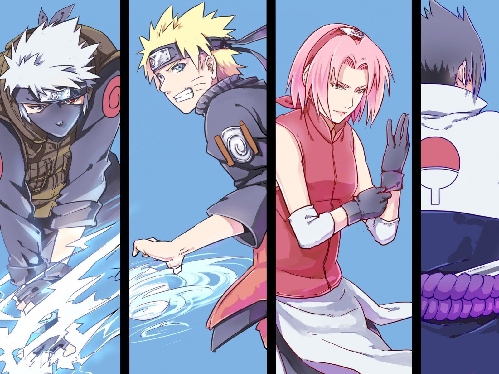 uchiha, haruno, team, sakura, shippuden, sasuke, hatake, 720P, kakashi, naruto, uzumaki, HD Wallpaper