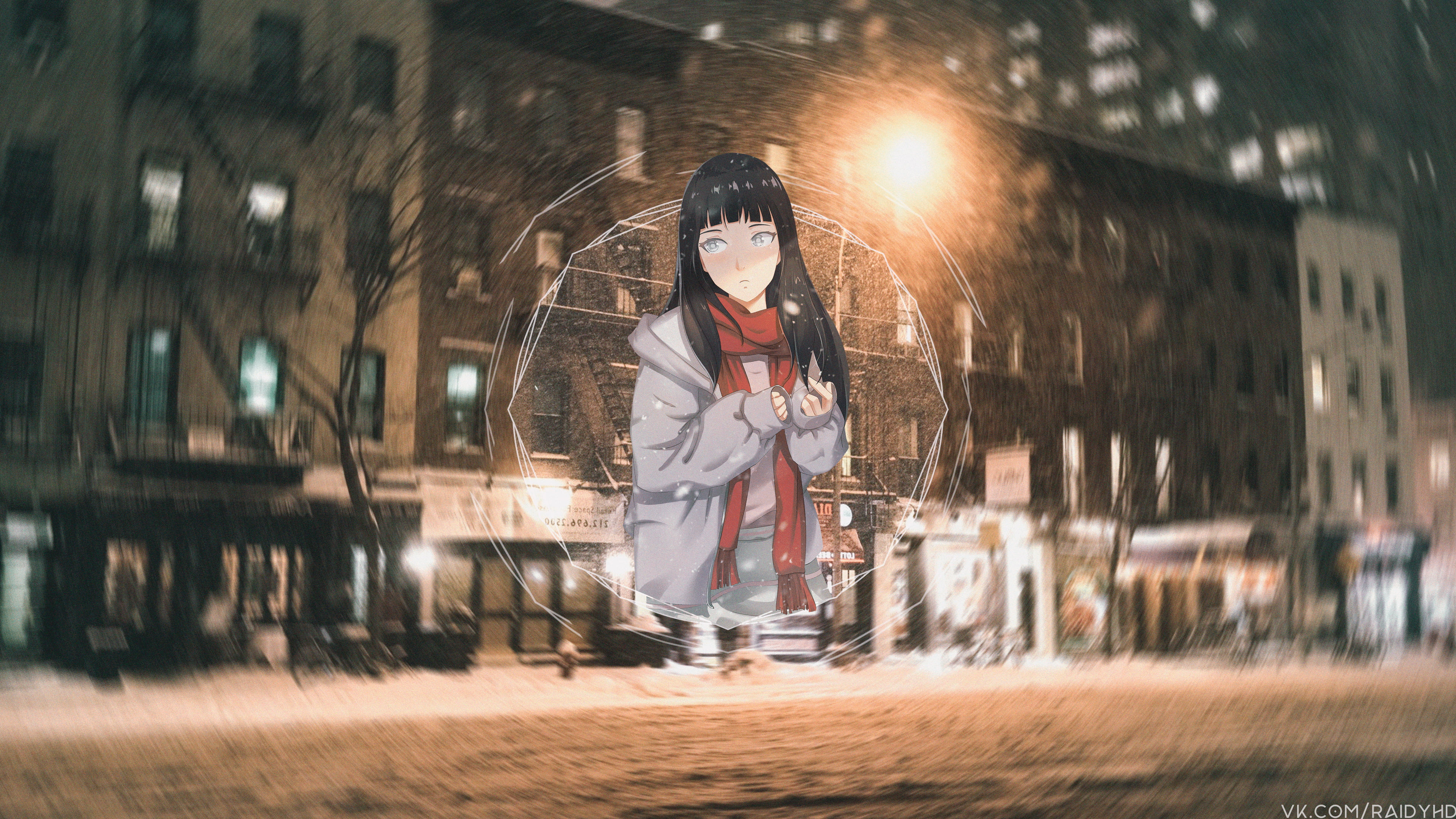 snow, Hinata Hyuuga, anime, Naruto (anime), picture-in-picture, anime girls, 4K, HD Wallpaper