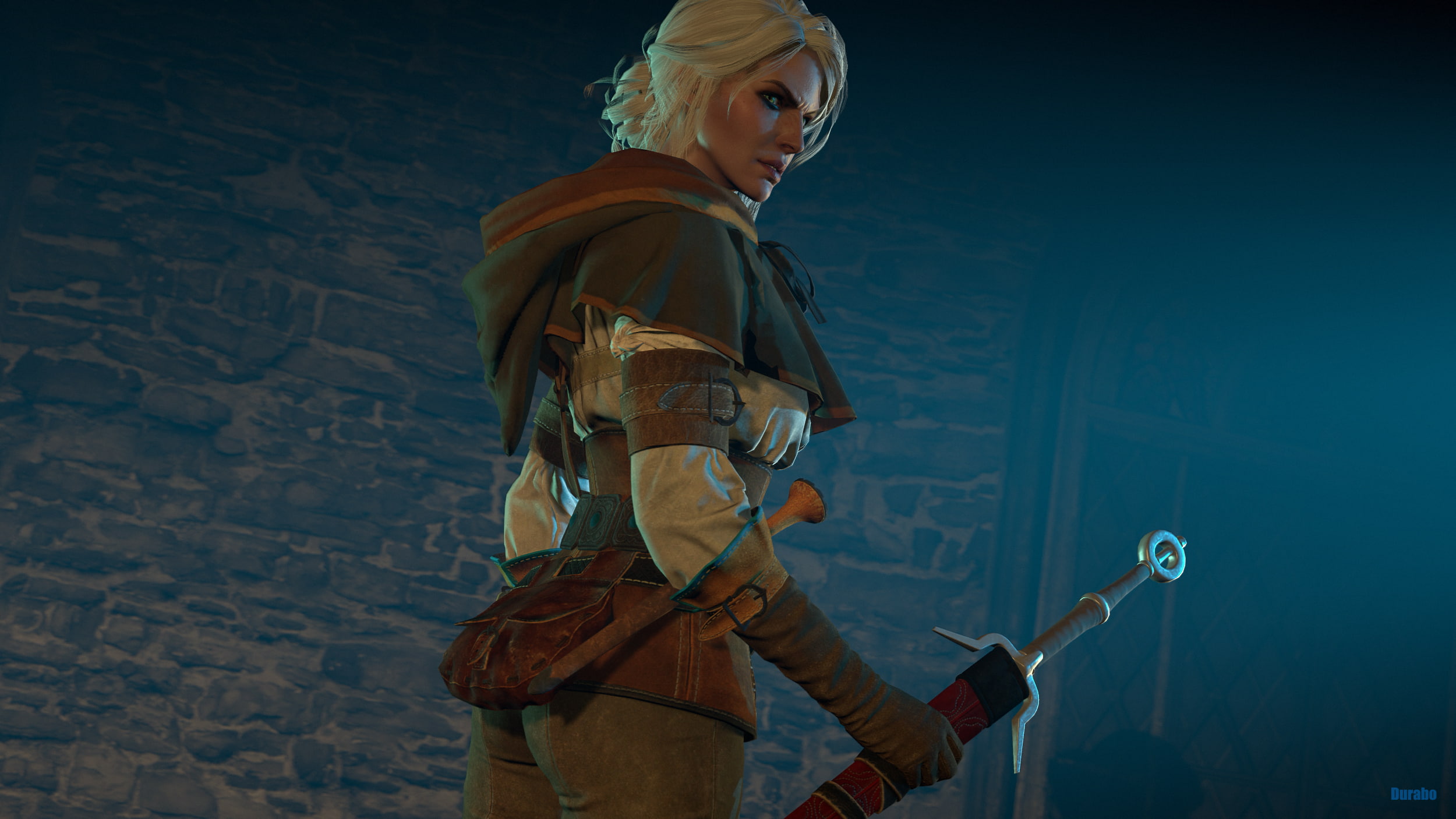 Witcher, sword, blond hair, young women, character, holding, nature, Ciri or the Lion Cub of Cintra, The Witcher 3: Wild Hunt, activity, 1080P, women, HD Wallpaper