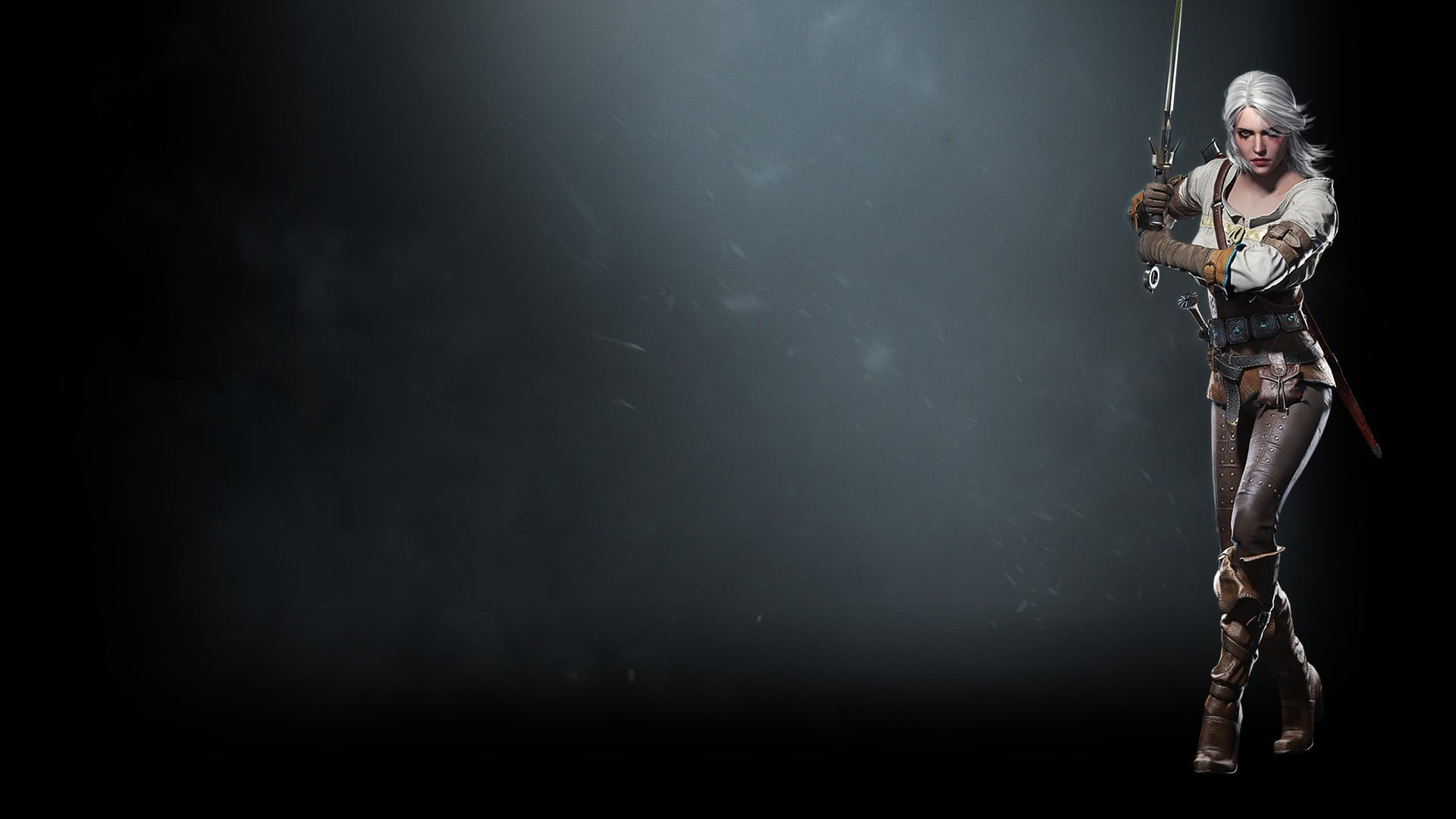young adult, adult, fantasy girl, 1080P, The Witcher 3: Wild Hunt, standing, looking, one person, studio shot, black background, beauty, indoors, video games, HD Wallpaper