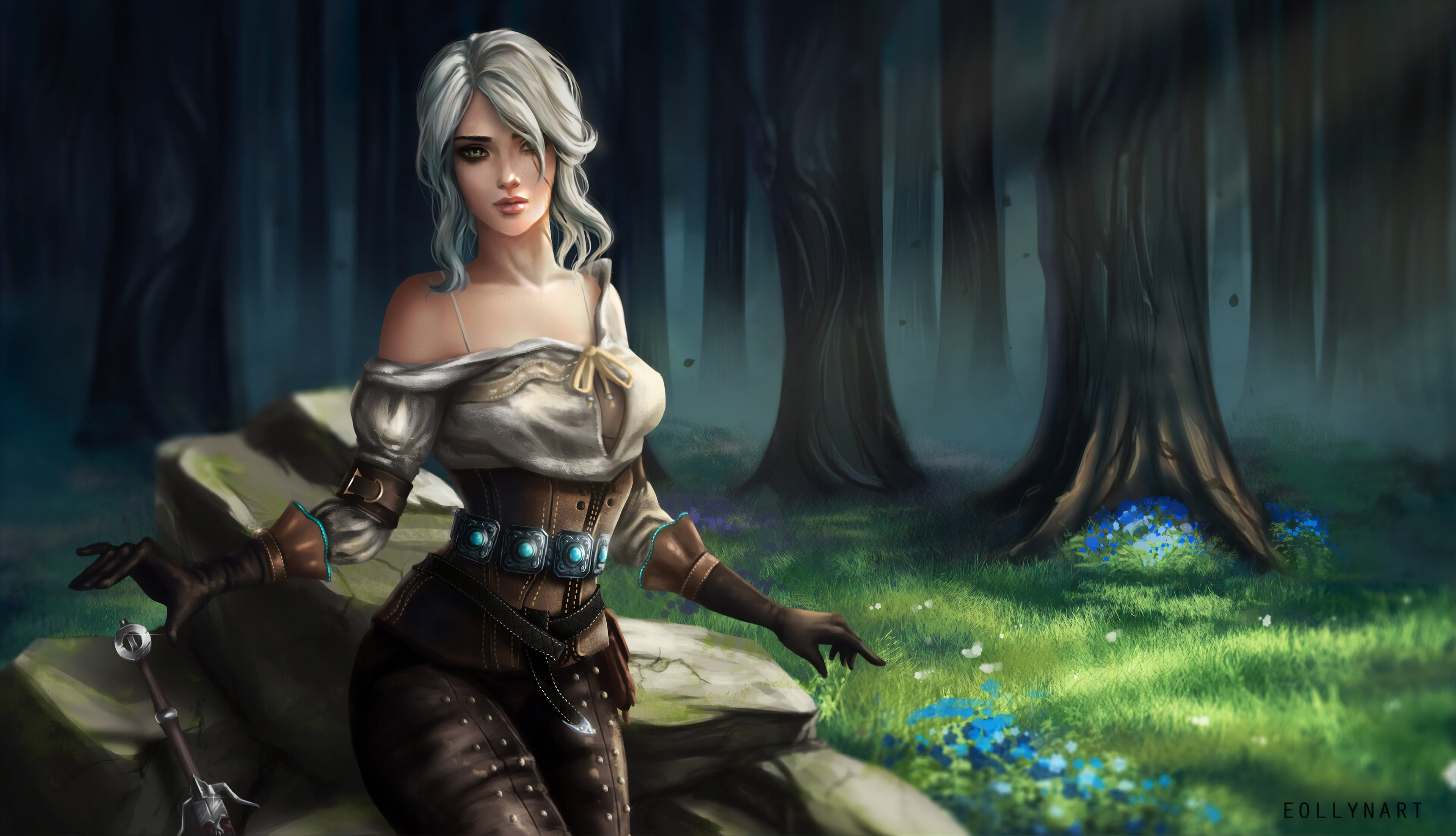 White Hair, Woman Warrior, 4K, The Witcher, Girl, Ciri (The Witcher), The Witcher 3: Wild Hunt, HD Wallpaper