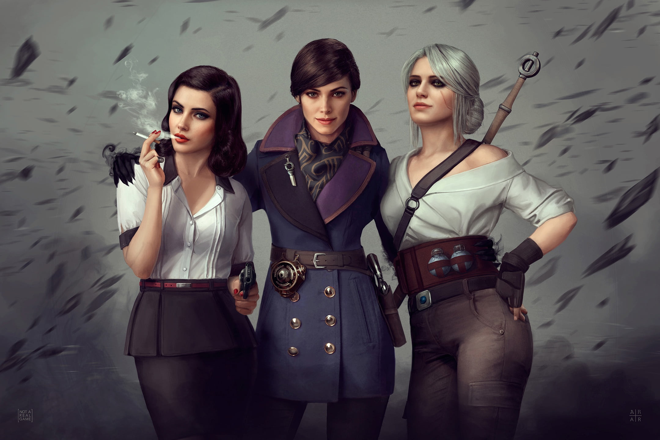 PC gaming, smoking, The Witcher 3: Wild Hunt, video games, 1080P, Video Game Art, Ciri, video game girls, BioShock, HD Wallpaper
