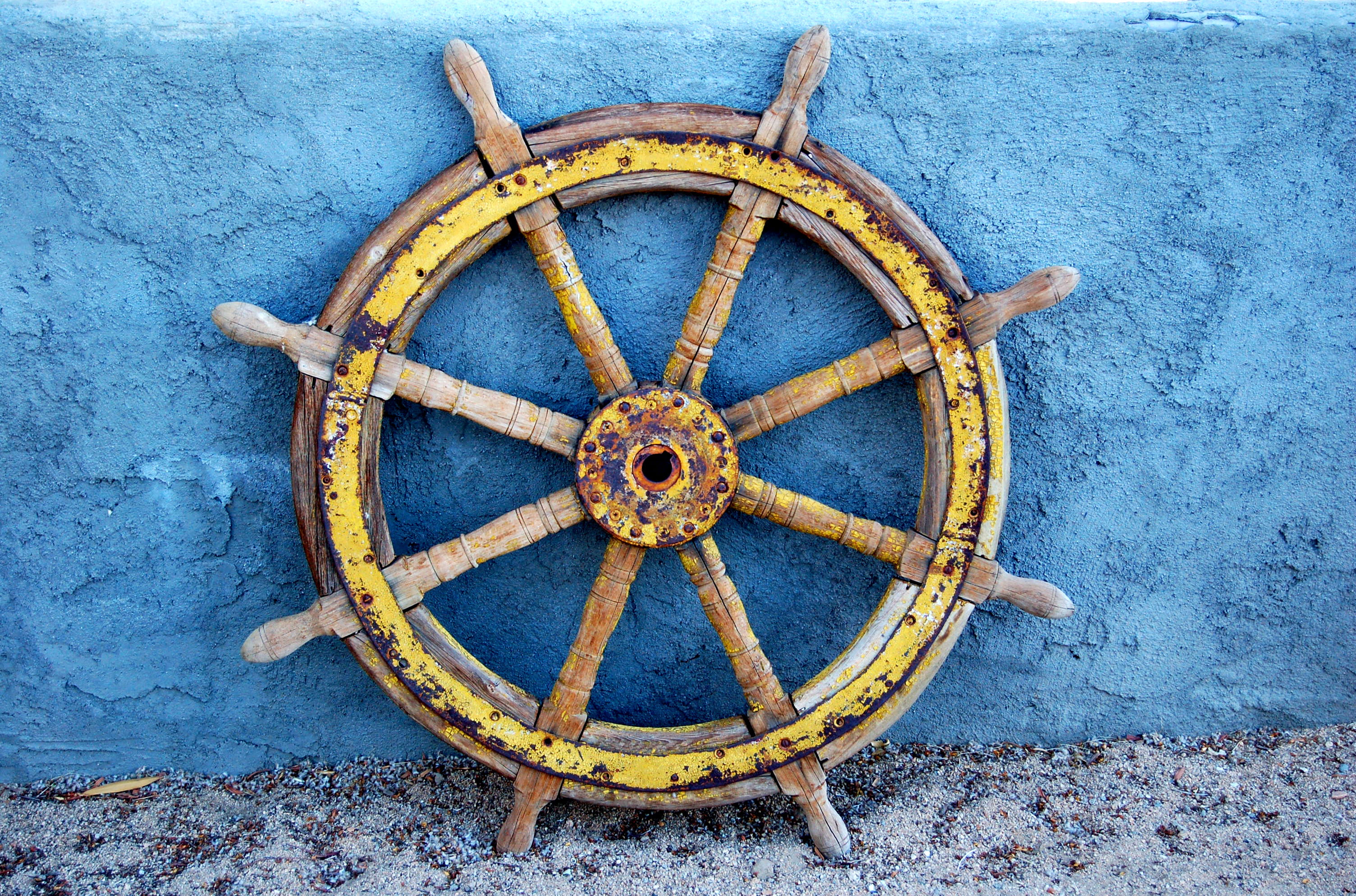 wall, transportation, metal, joshua tree, united states, wheel, shape, day, boat, old, outdoors, mode of transportation, architecture, blue, mojave desert, HD Wallpaper
