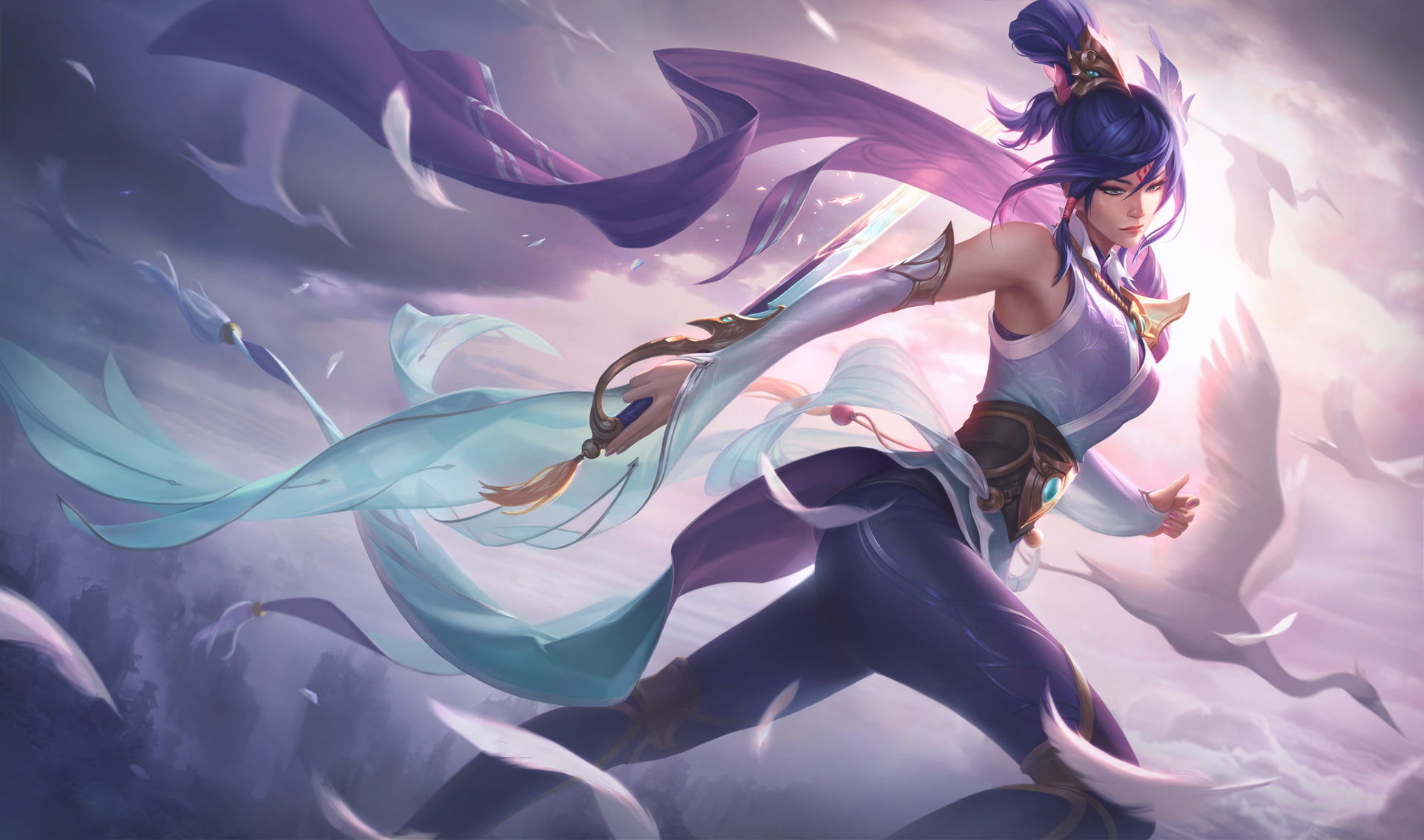 healthy lifestyle, females, motion, fiora league of legends, nature, textile, games, adult, blue, warrior, lifestyles, women, league of legends, beautiful woman, HD Wallpaper