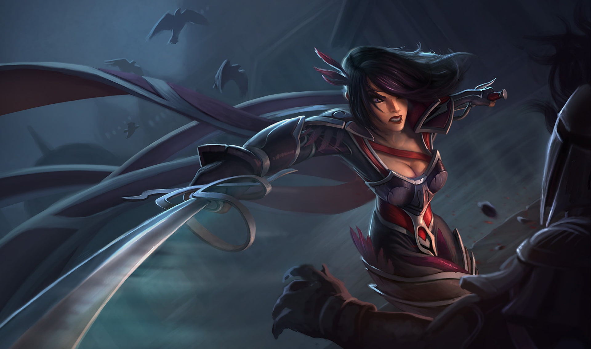 weapons, LoL, blood, League of Legends, Nightraven Fiora, armor, 1080P, girl, blow, HD Wallpaper