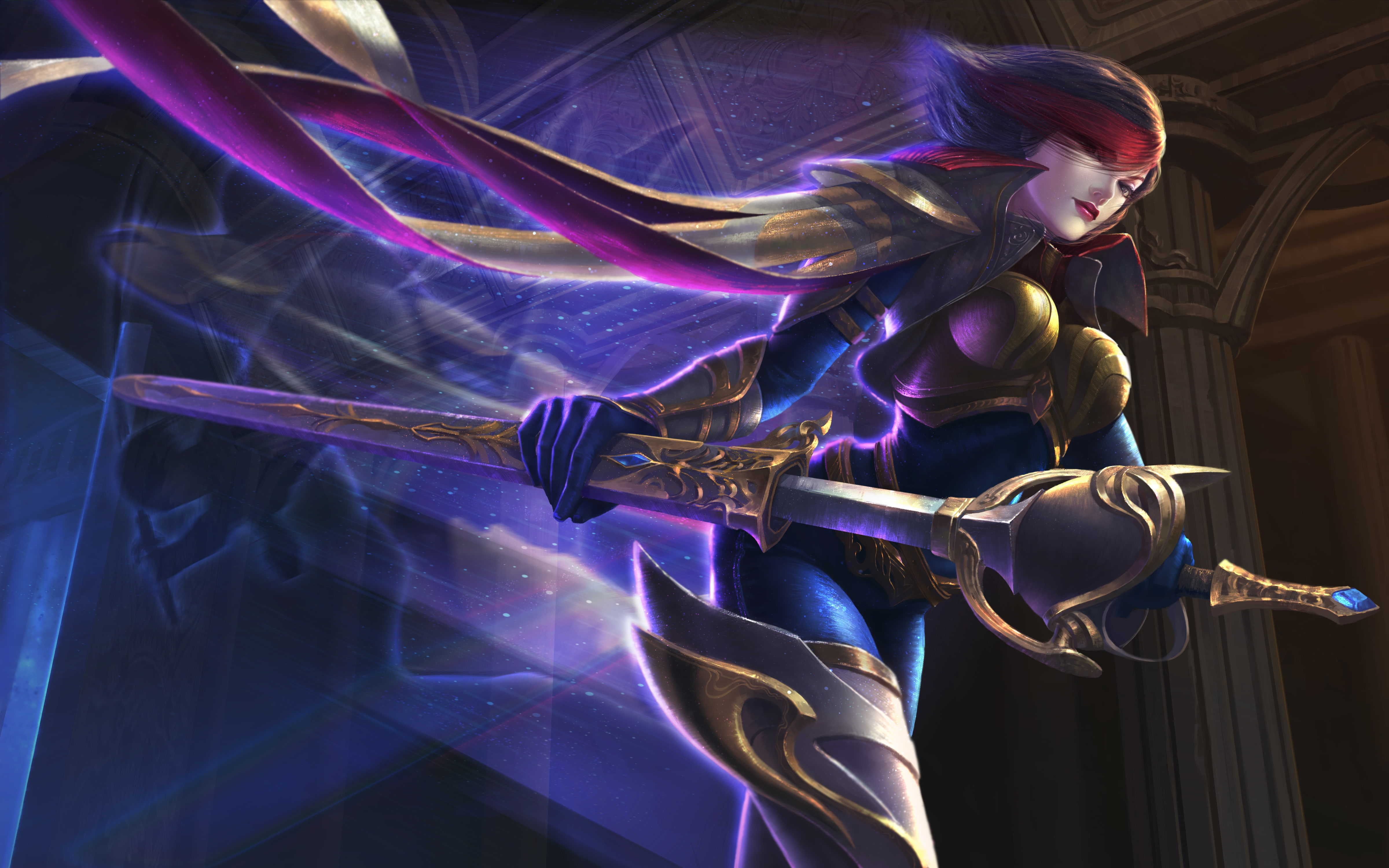 armor, league of legends, sword, fiora, 4K, Games, artwork, HD Wallpaper