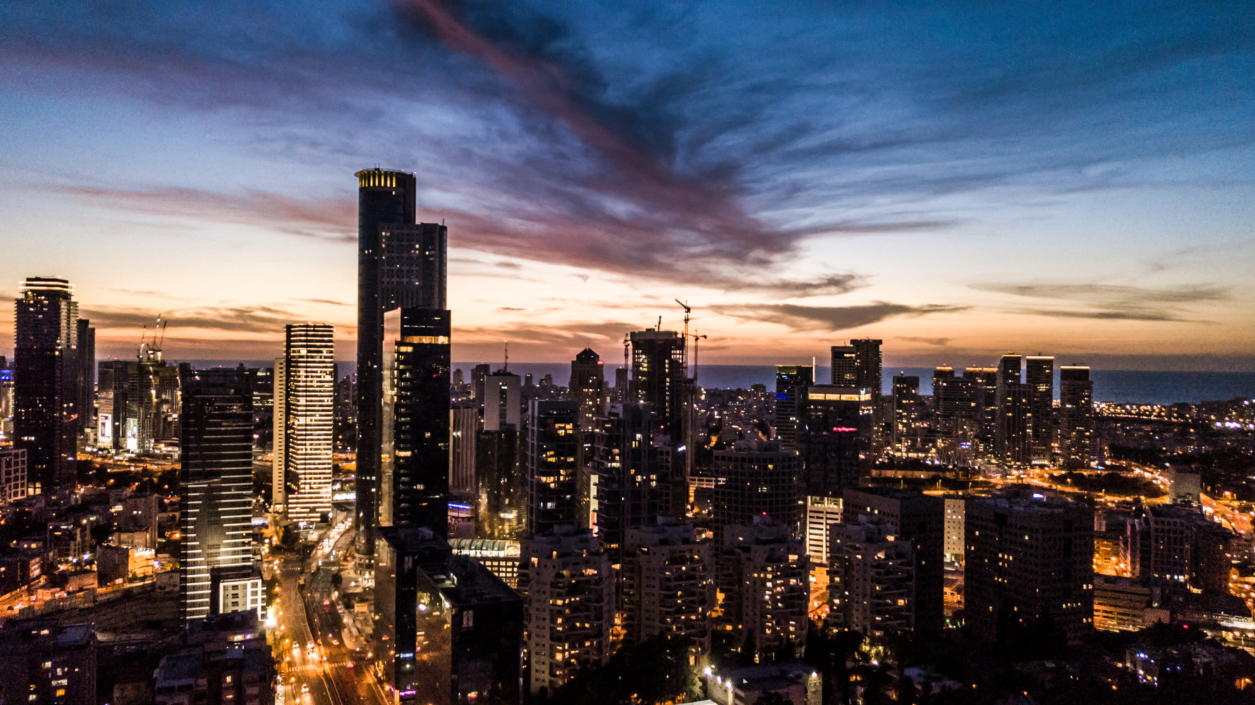 cloud - sky, nature, skyscraper, tlv, tall - high, outdoors, nightcity, sky, building, urban skyline, built structure, financial district, tel aviv, architecture, HD Wallpaper