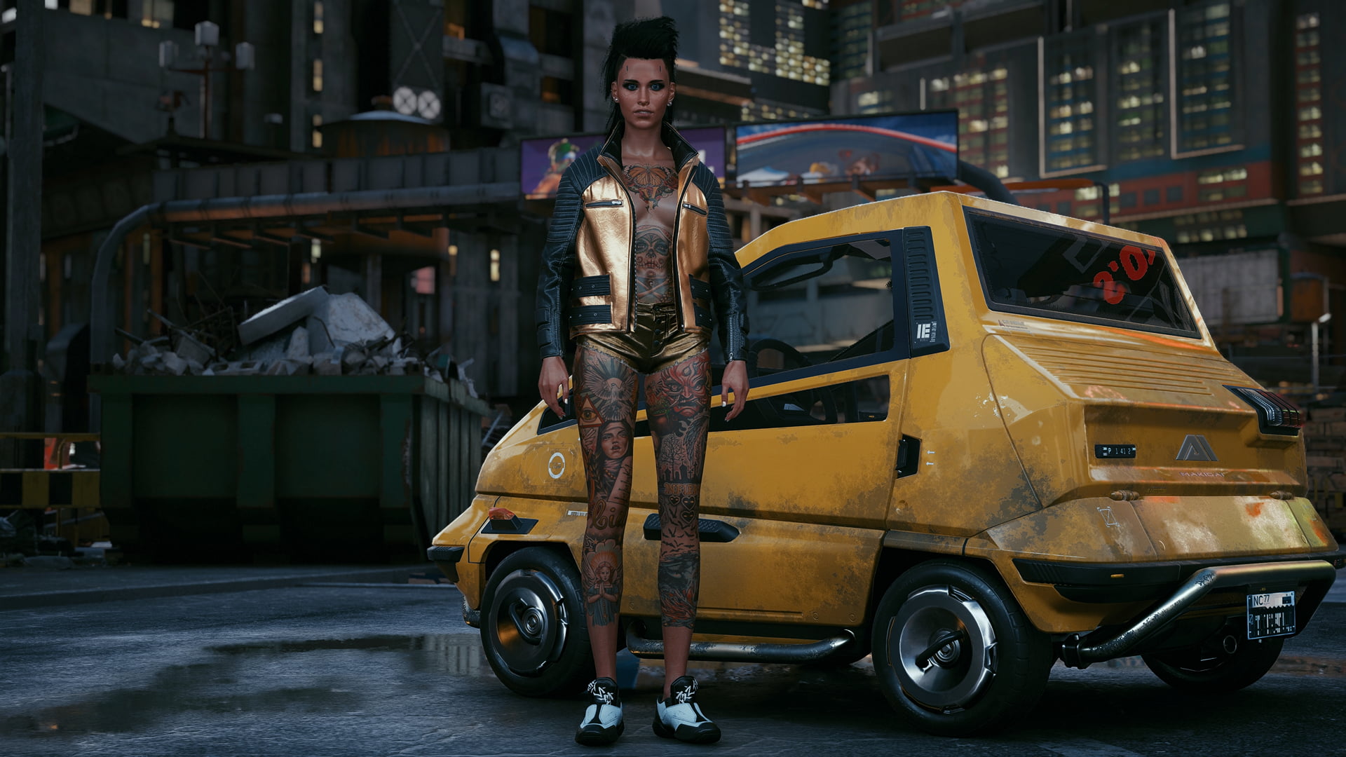 Nvidia, CP2077, reshade, 1080P, Cyberpunk 2077, city, car, HD Wallpaper