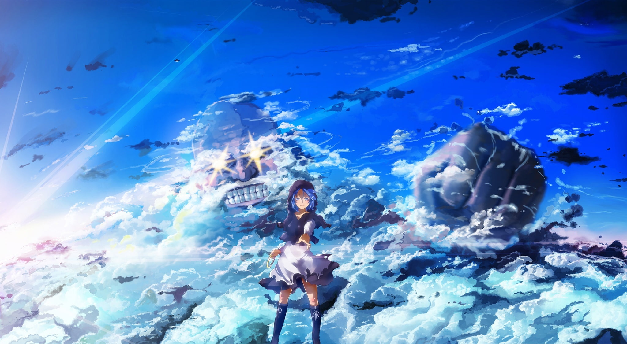 sea, vertebrate, marine, underwater, 1080P, aquarium, women, Touhou, group of animals, female, Anime, Artistic, character, animals in captivity, HD Wallpaper