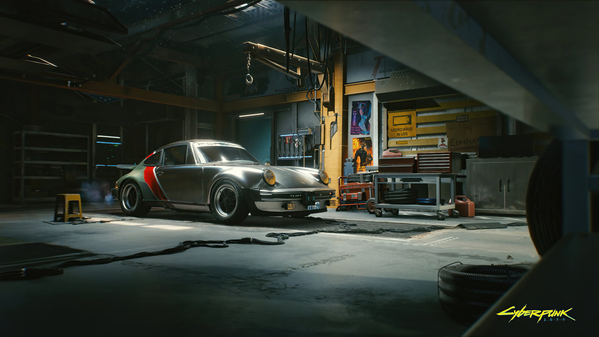 Porsche, 1080P, samurai, Cyberpunk 2077, HD Wallpaper