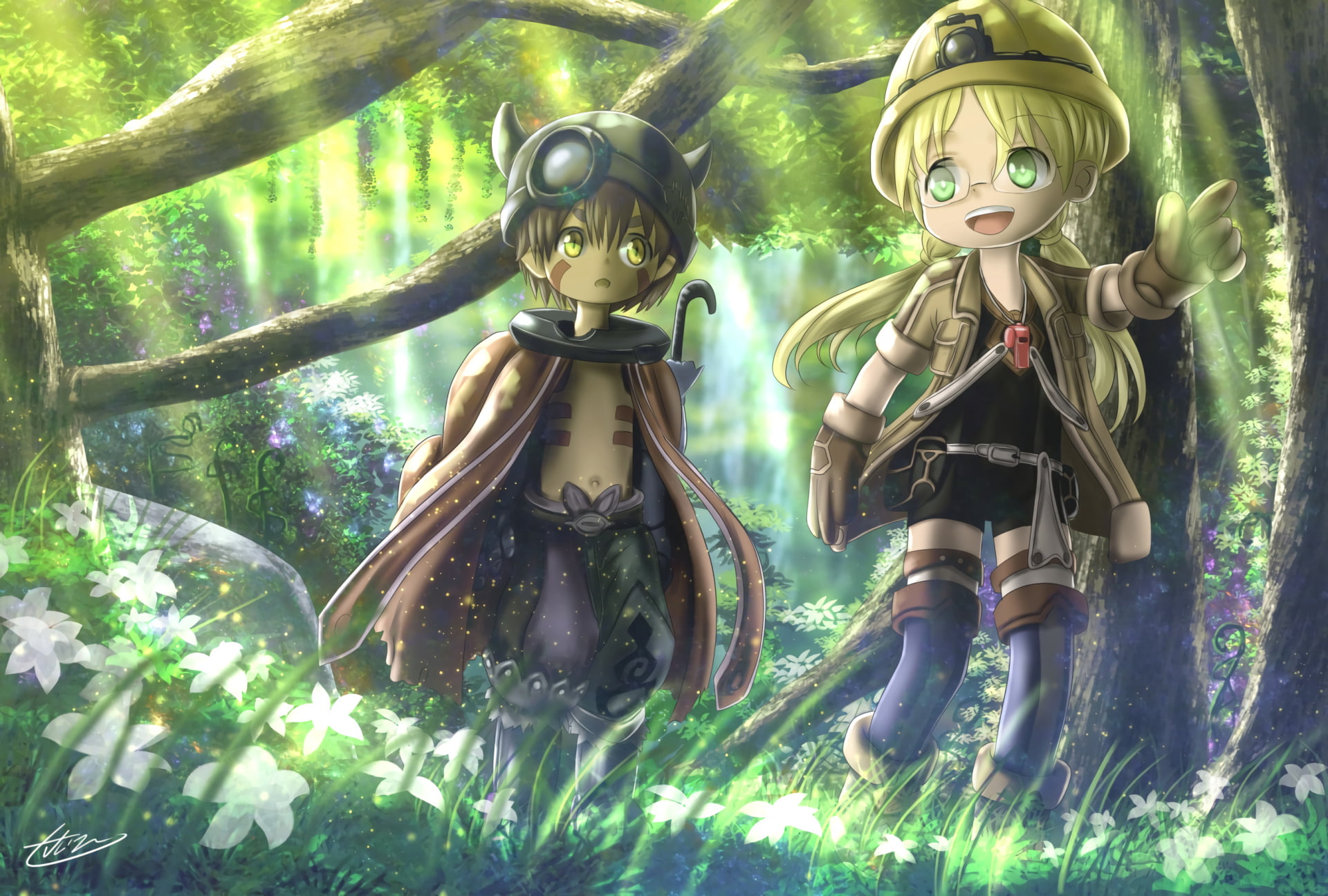 figurine, art and craft, creativity, statue, land, outdoors, female likeness, day, representation, Regu (Made in Abyss), plant, Made In Abyss, 1080P, craft, HD Wallpaper