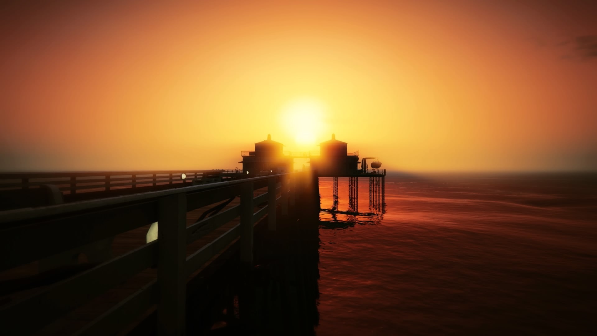 environment, Grand Theft Auto V, in-game, sunset, 1080P, Chumash, Rockstar Games, HD Wallpaper