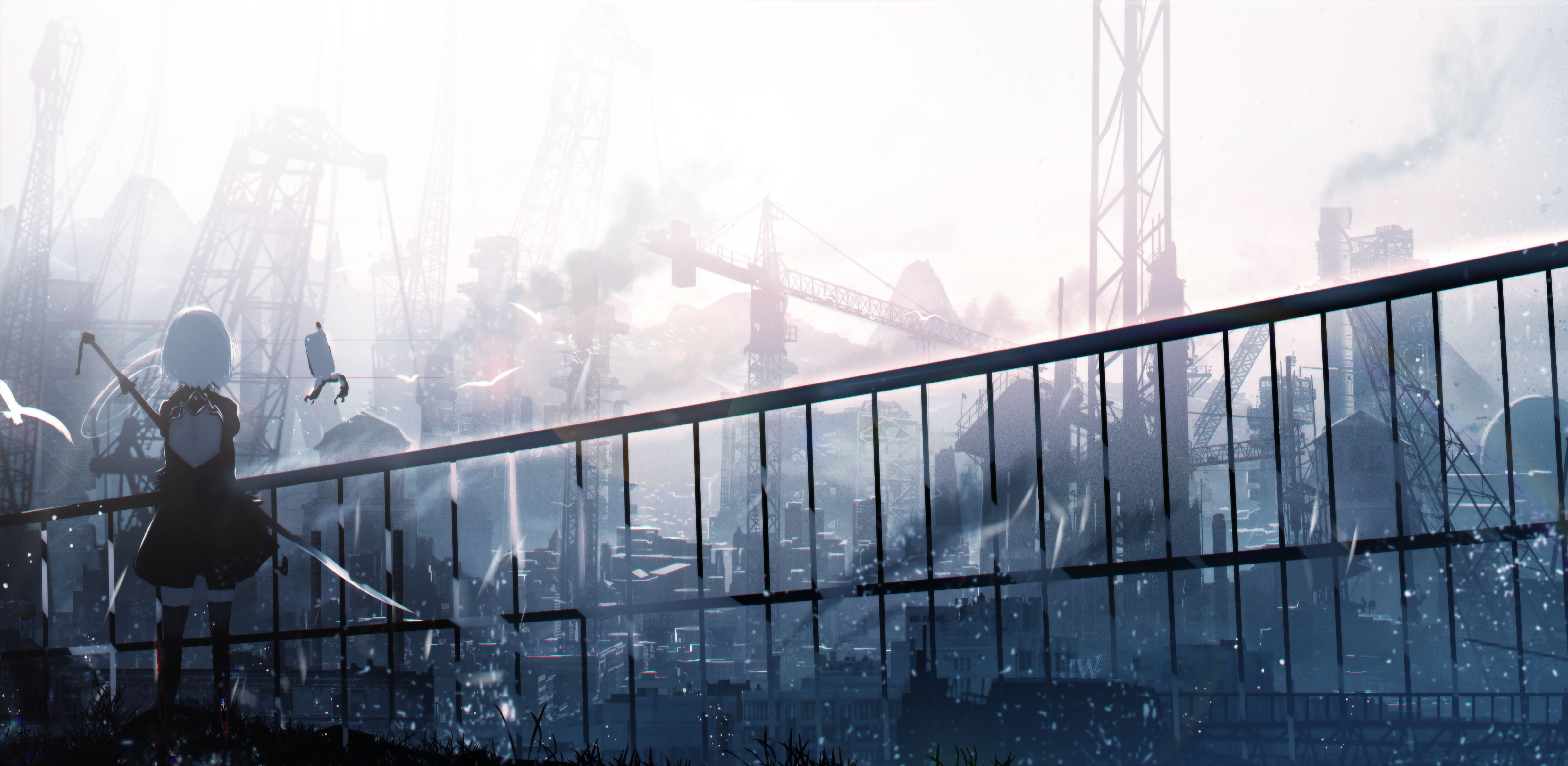 video games, Nier: Automata, 4K, fan art, science fiction, YoRHa 2B, HD Wallpaper