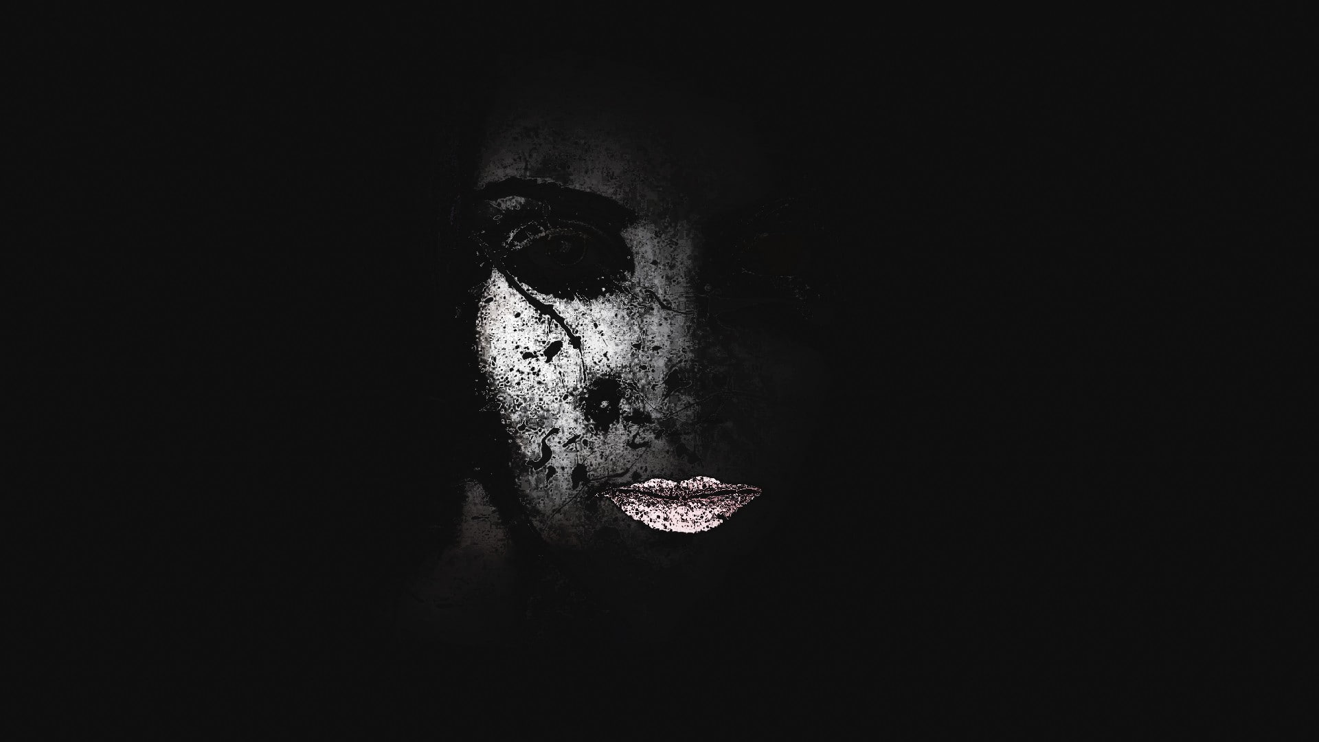 face, women, dark, 1080P, pink lipstick, HD Wallpaper