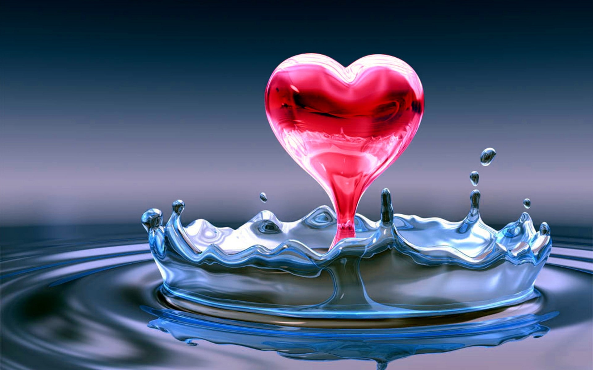 hearts, heart, x, hd, water, splashes, drops, 1080P, art, nature, water drops, HD Wallpaper