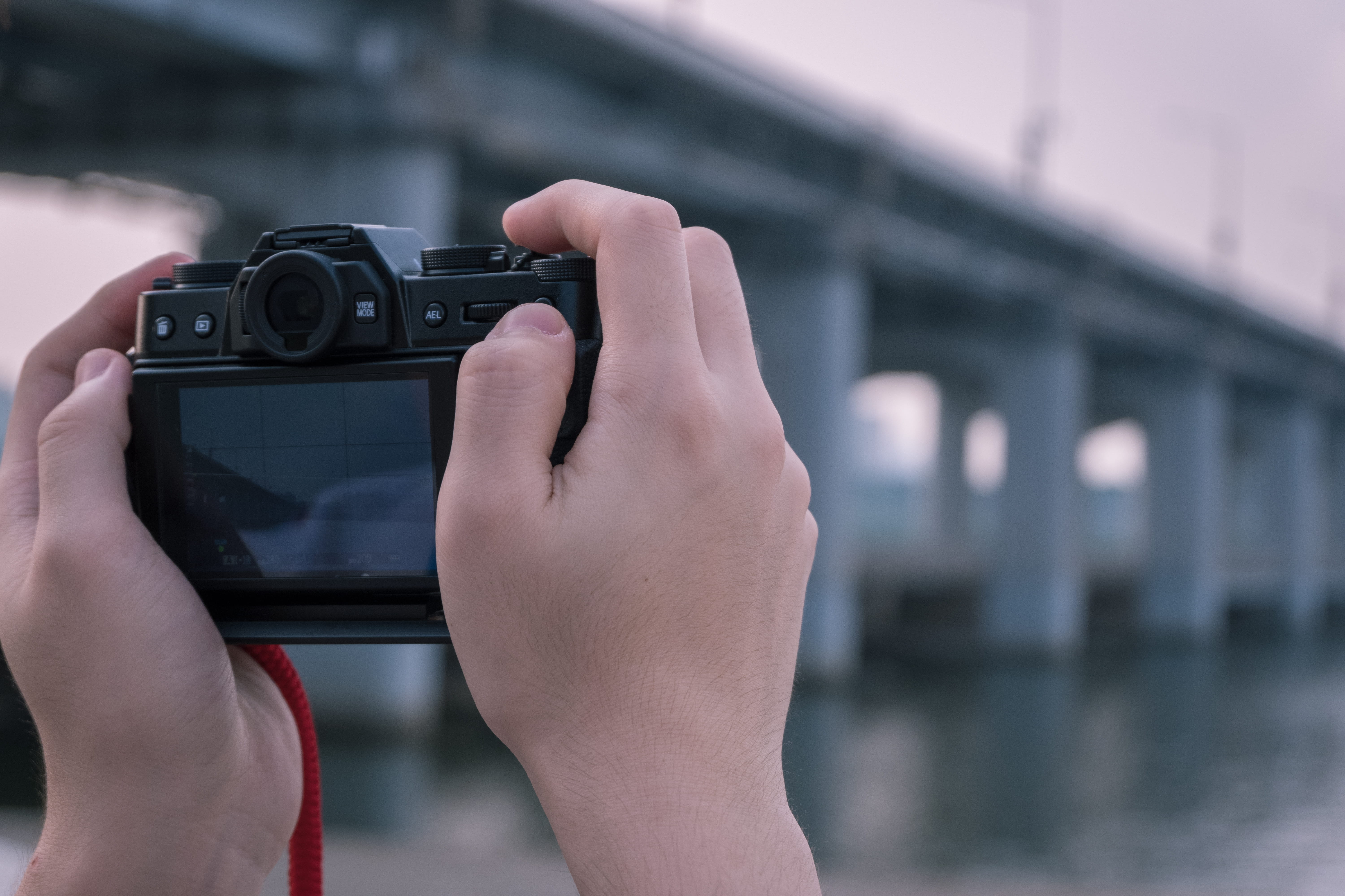 camera, photographer, photographic equipment, date, modern, holding, day, river, fujifilm, close-up, human hand, occupation, activity, real people, architecture, HD Wallpaper