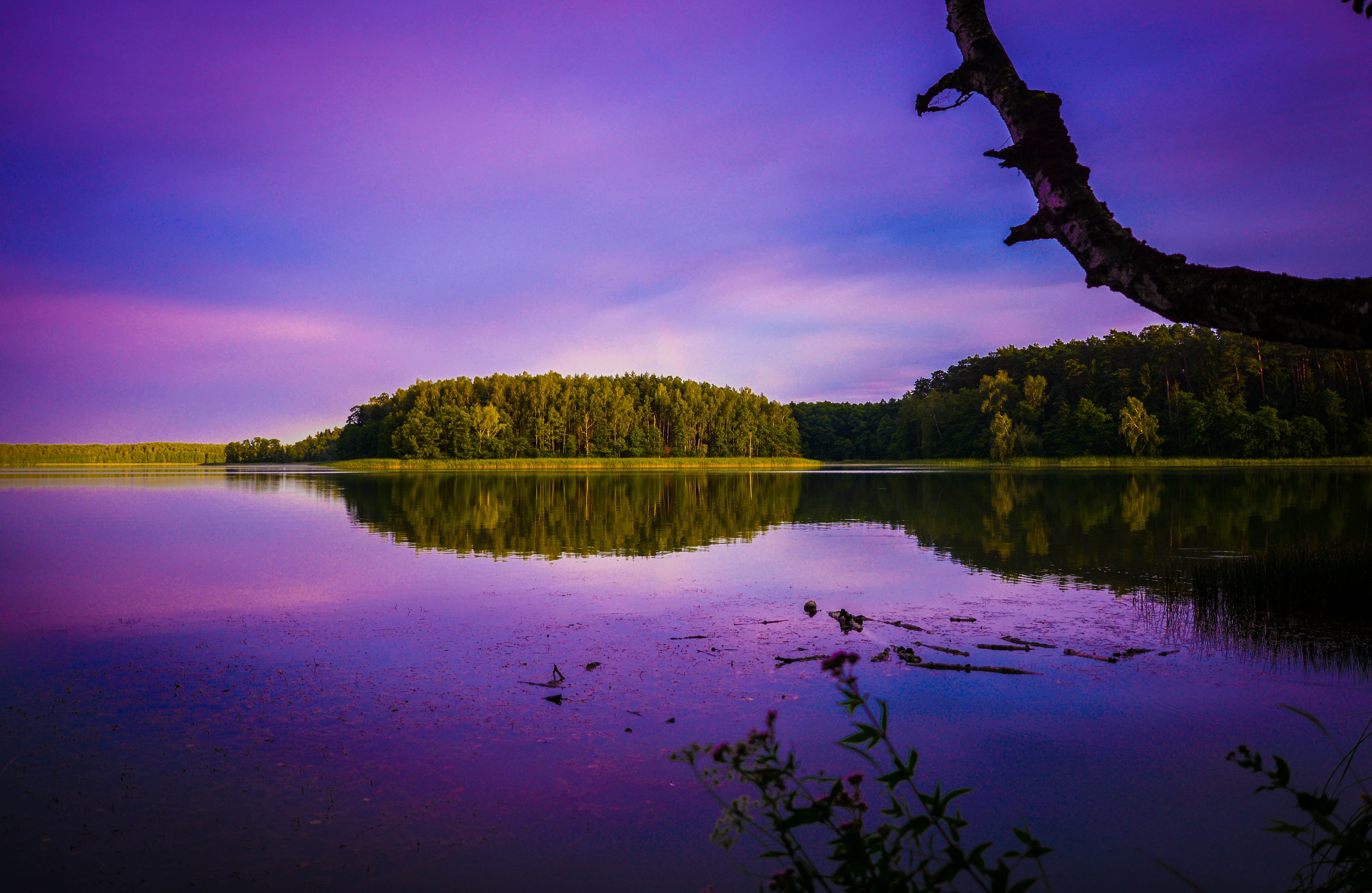 purple, scenery, sails, view, the sun, no people, landmark, multi colored, photography, blue, reflection lake, landscape, body, scenics, cloud - sky, dusk, HD Wallpaper