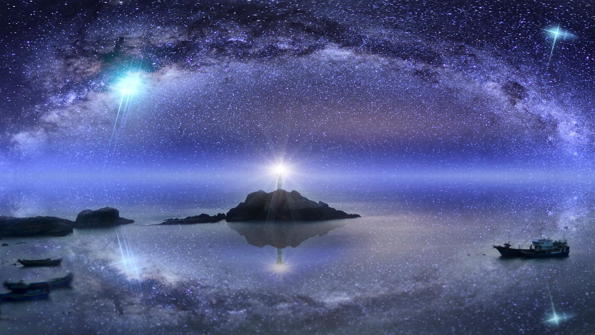 purple, scenics - nature, outdoors, dongji island, star, no people, wangan island, zhoushan, water, island, astronomy, 1080P, asia, space, waterfront, HD Wallpaper