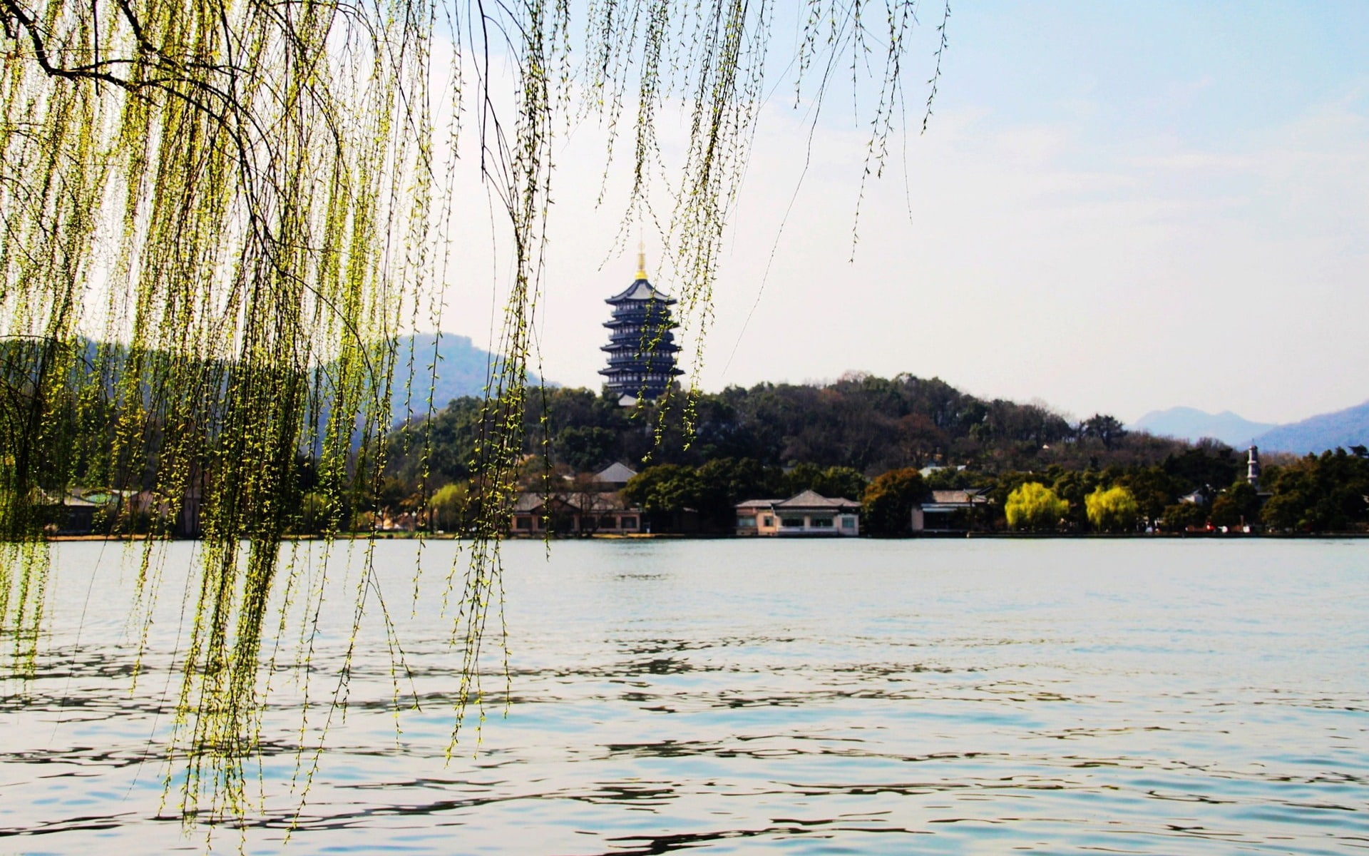 nature, water, building, growth, plant, day, built structure, architecture, lake, no people, g, travel, beauty in nature, wallpape, hd, hangzhou, outdoors, HD Wallpaper