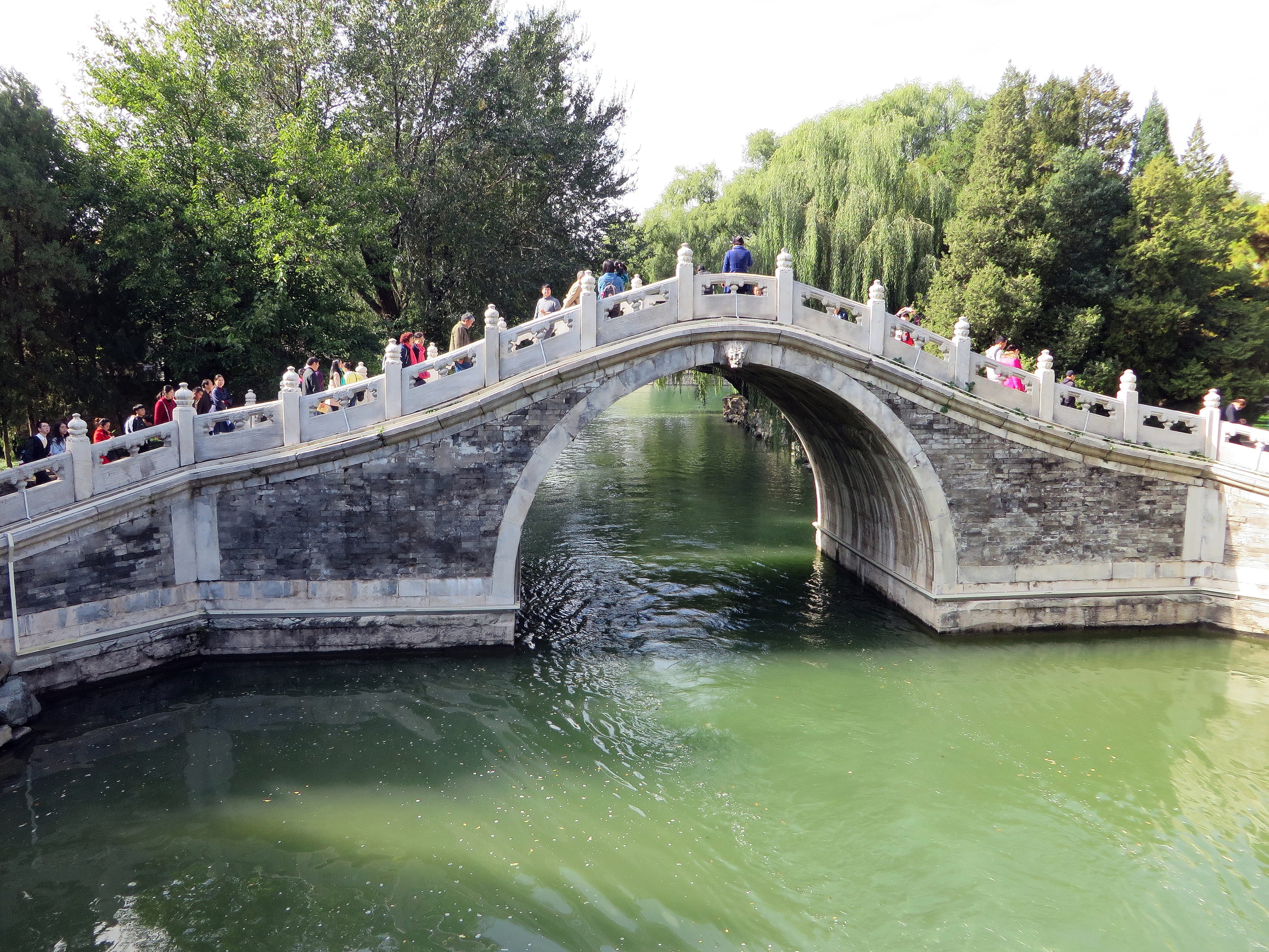 outdoors, pekin, architecture, day, real people, incidental people, beijing, palace, waterfront, chinese architecture, arch bridge, ark, bridge, connection, HD Wallpaper