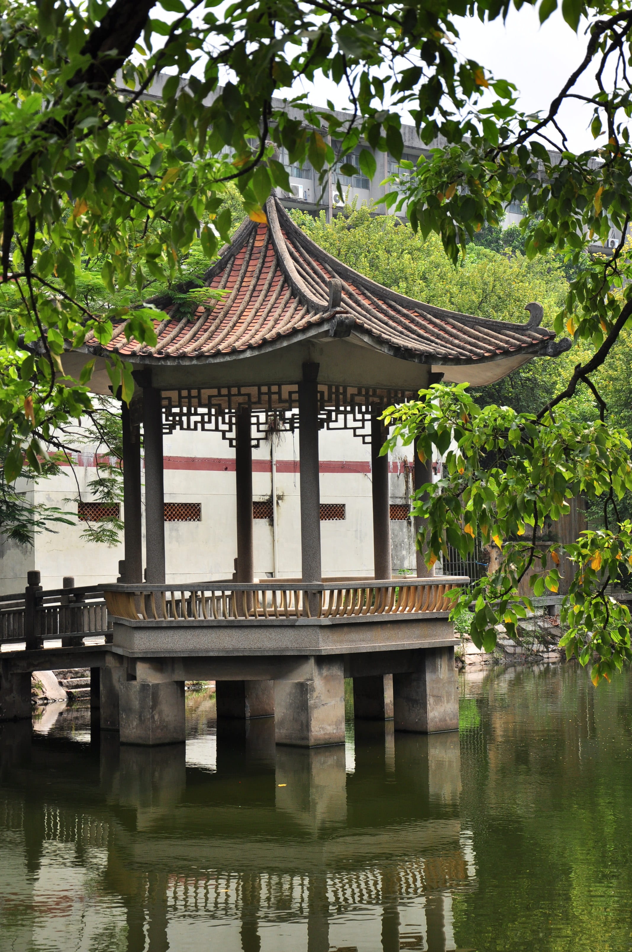 place of worship, Kiosk, chinese gazebo, travel destinations, Chinese Pavilion, architecture, built structure, tree, chinese, no people, waterfront, day, Phone HD Wallpaper