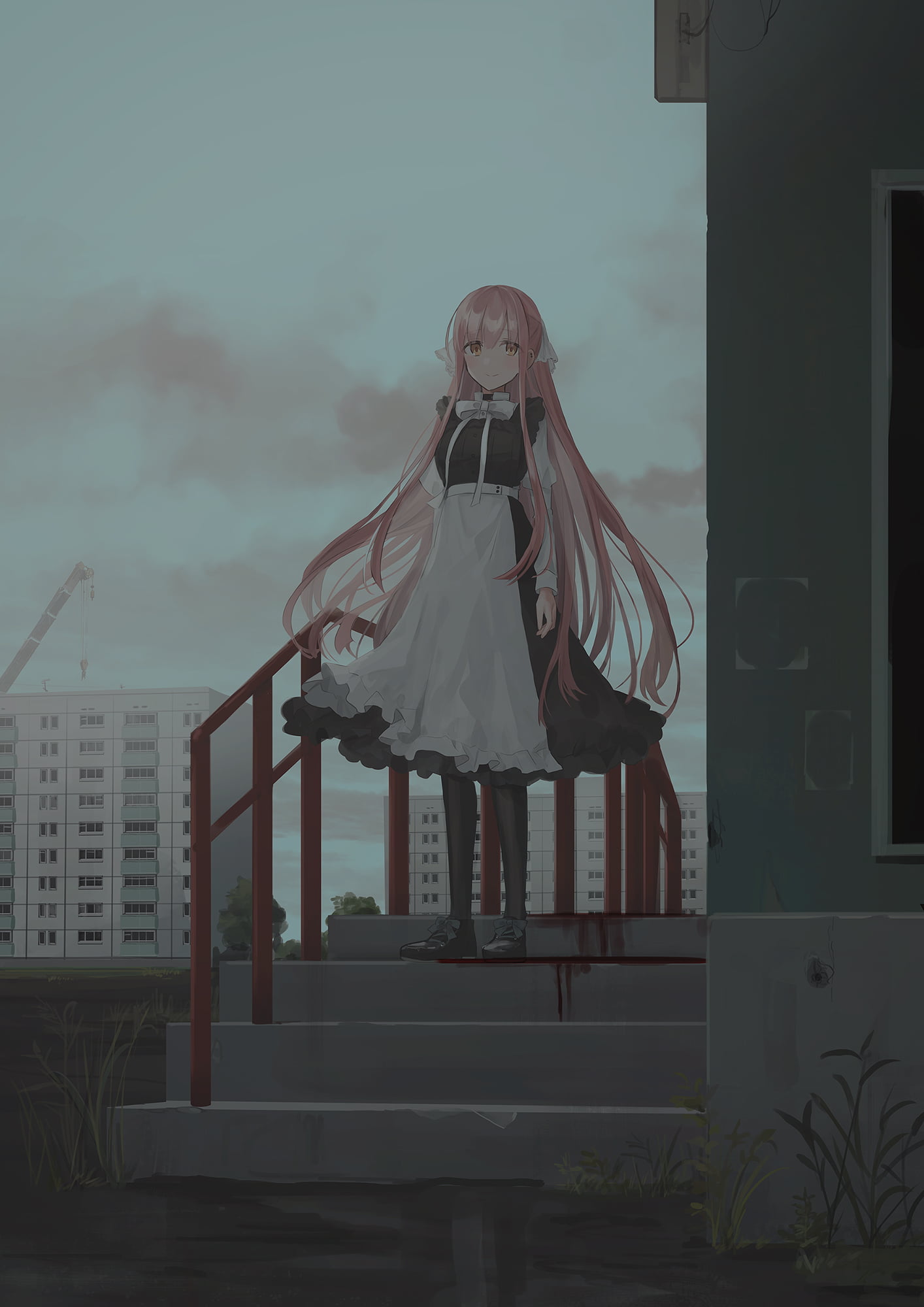 1080P, Chihuri 45, maid outfit, pink hair, Phone HD Wallpaper