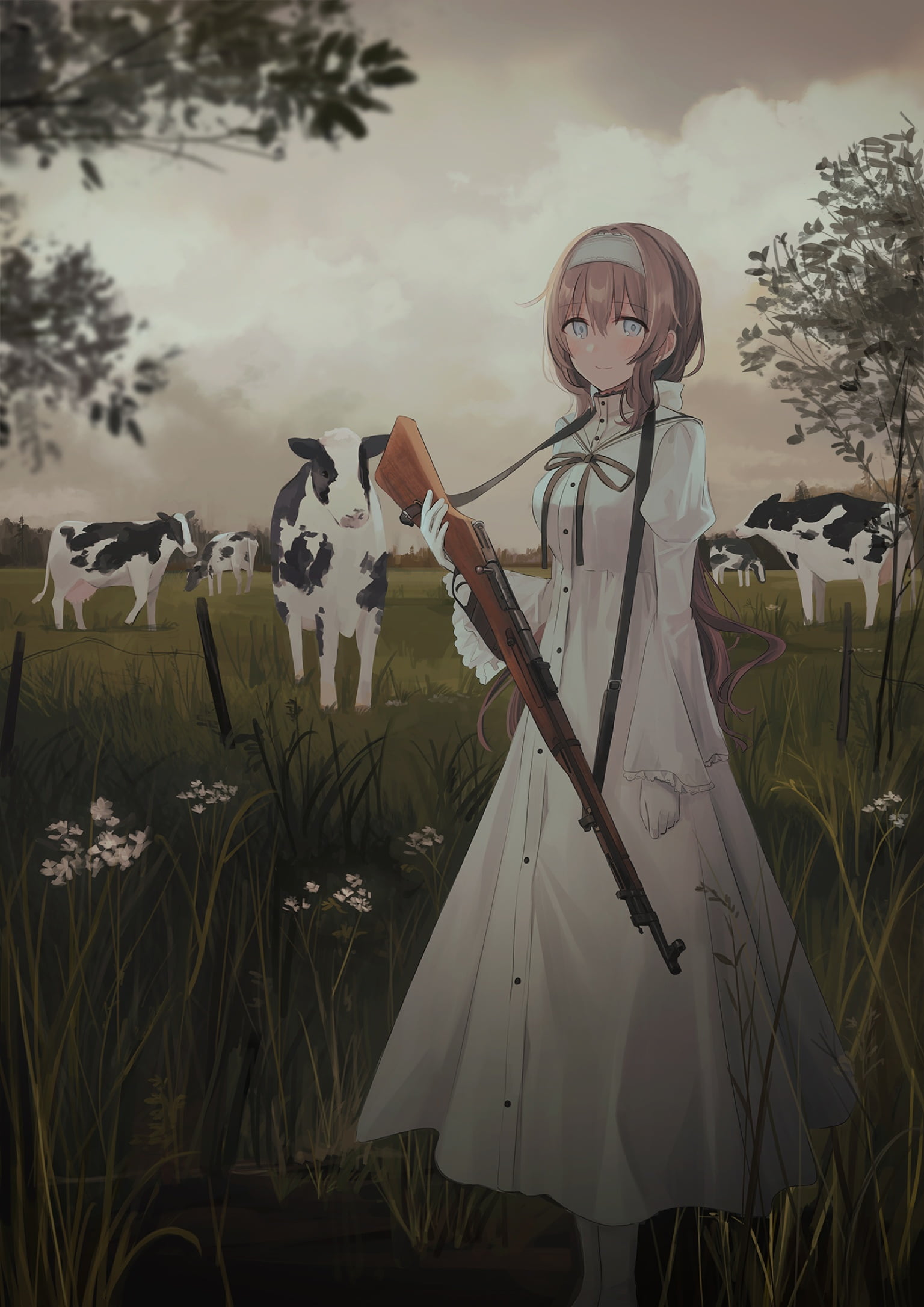 1080P, Chihuri 45, weapon, looking at viewer, Mosin-Nagant, Phone HD Wallpaper