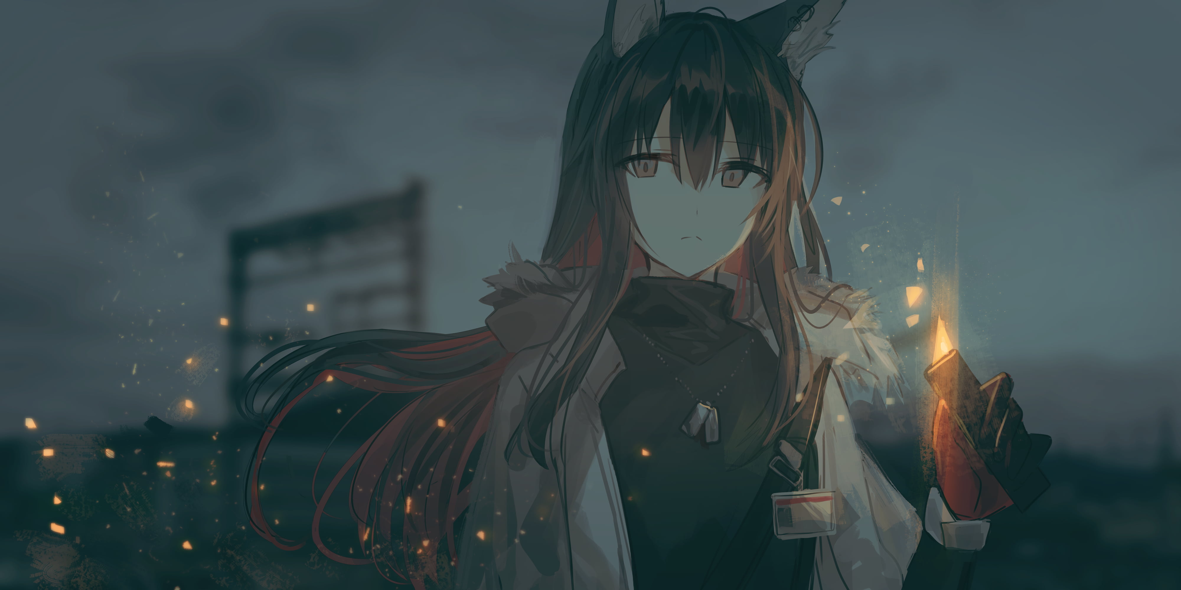 Arknights, Chihuri 45, anime, 4K, animal ears, anime girls, HD Wallpaper