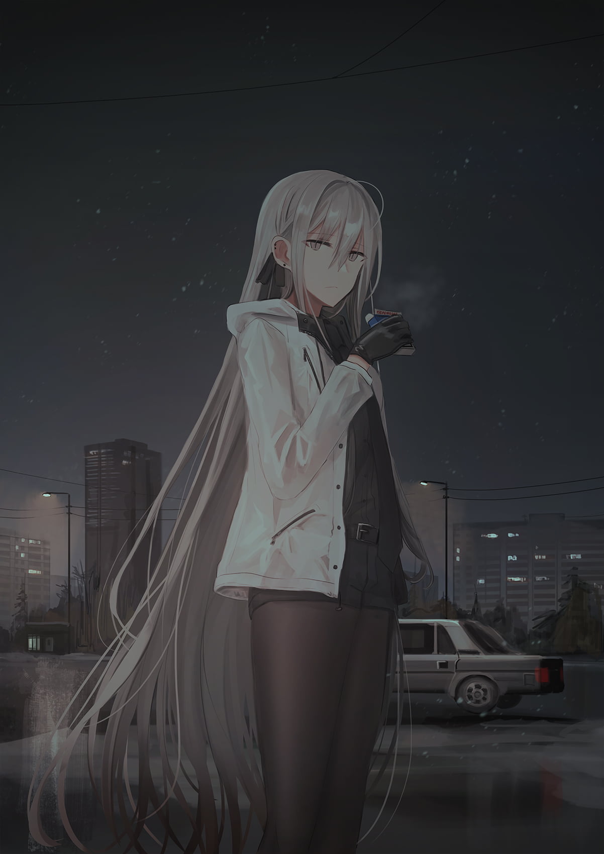 Chihuri 45, Russia, white hair, 720P, looking at viewer, Phone HD Wallpaper
