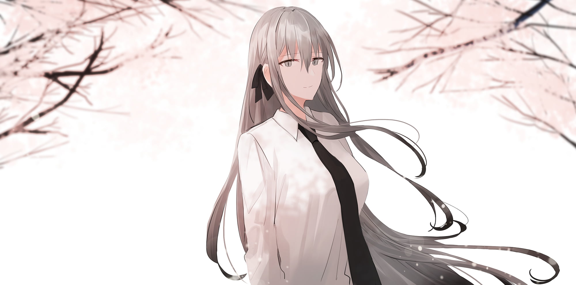 weapon, looking at viewer, Russia, simple background, 1080P, Chihuri 45, white hair, Mosin-Nagant, eye patch, snow, HD Wallpaper