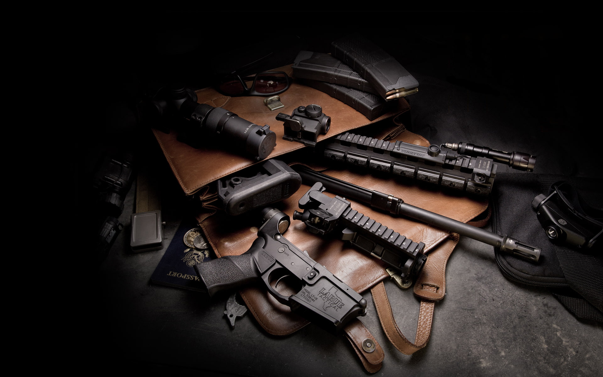 high angle view, details, black, fragments, studio shot, social issues, twilight, warning sign, security, still life, machine gun, no people, black background, HD Wallpaper