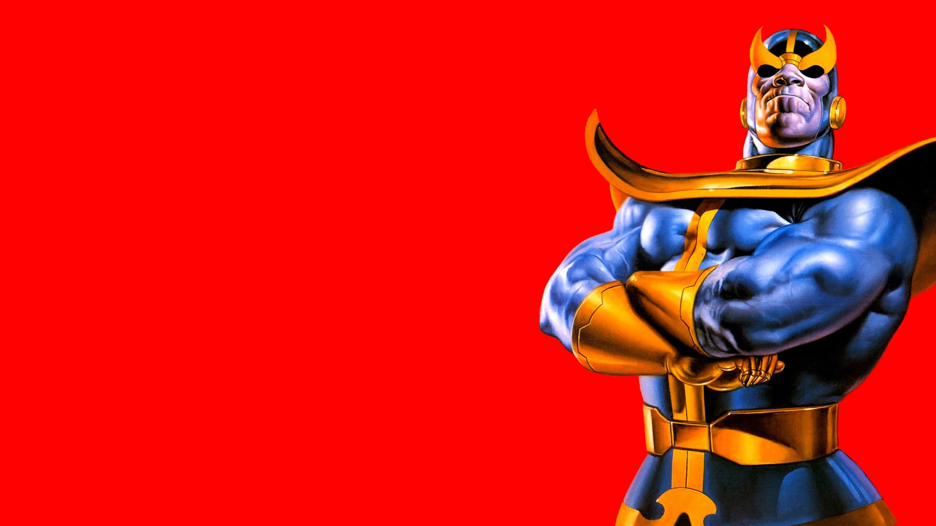 marvel, thanos, cartoon/comic, 1080P, hd, red, HD Wallpaper