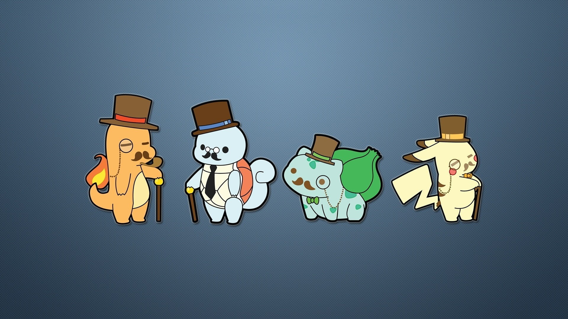Charmander, Pokémon, Bulbasaur, Zombey, Squirtle, video games, anime, minimalism, Gentlemon, Pikachu, 1080P, simple background, HD Wallpaper
