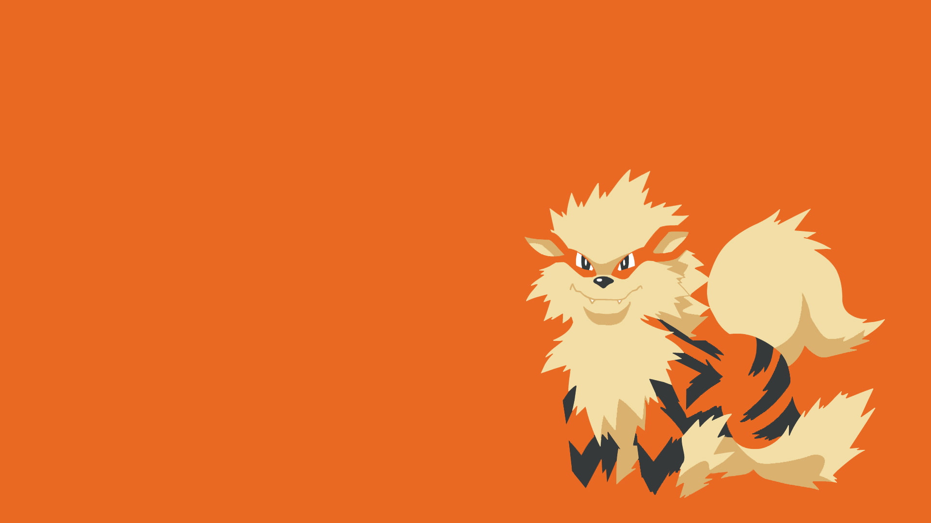 pokemon, background, orange, minimalism, growlithe, illustration, 1080P, orange background, arcanine, HD Wallpaper