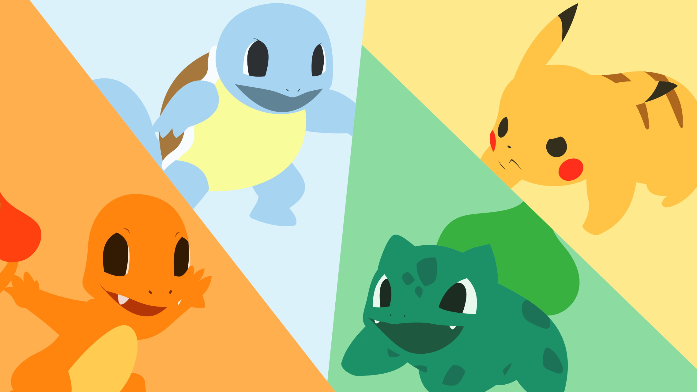 Pikachu, anime, video games, Squirtle, 1080P, Charmander, Pokémon, Bulbasaur, HD Wallpaper