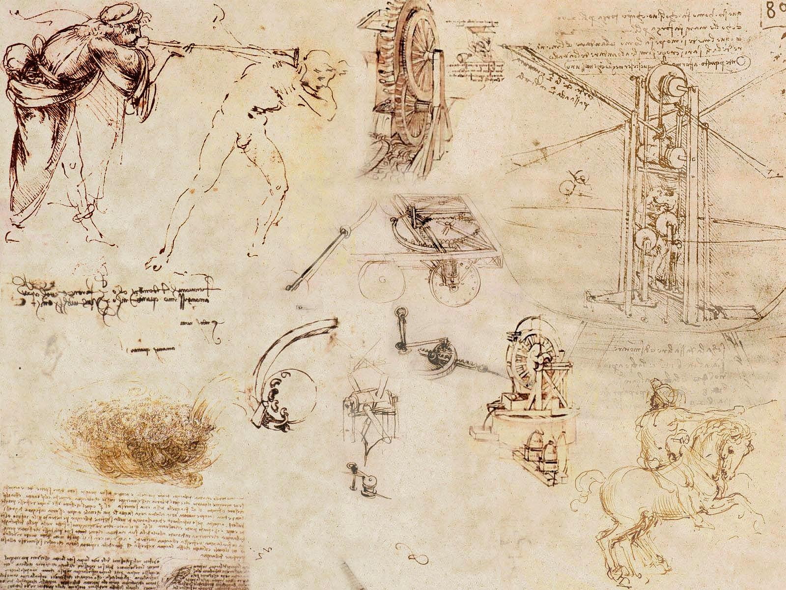 720P, sketches, leonardo, vinci, HD Wallpaper