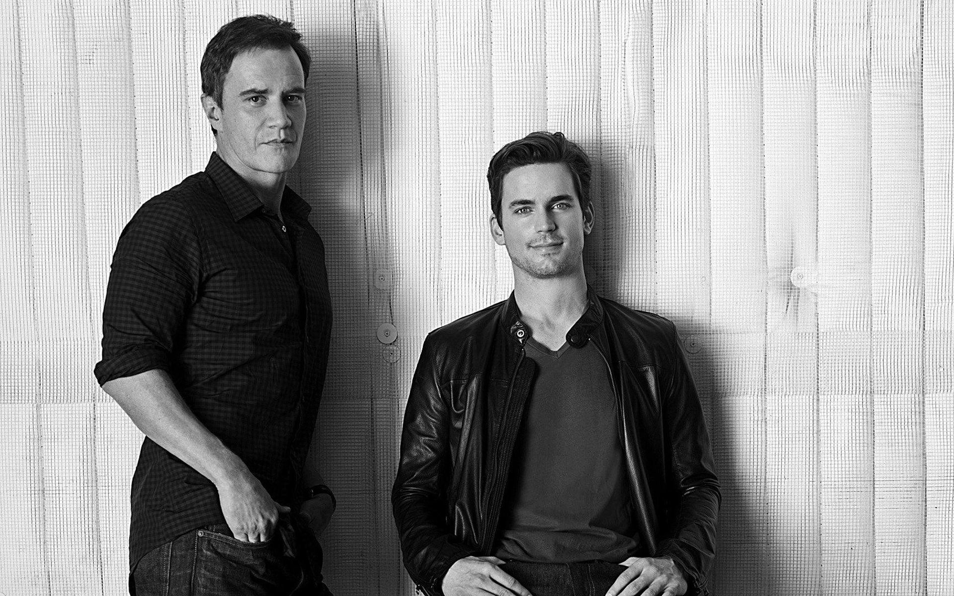 two people, 1080P, couple - relationship, white, leather, males, looking at camera, black, front view, adult, emotion, zip, smiling, series, HD Wallpaper