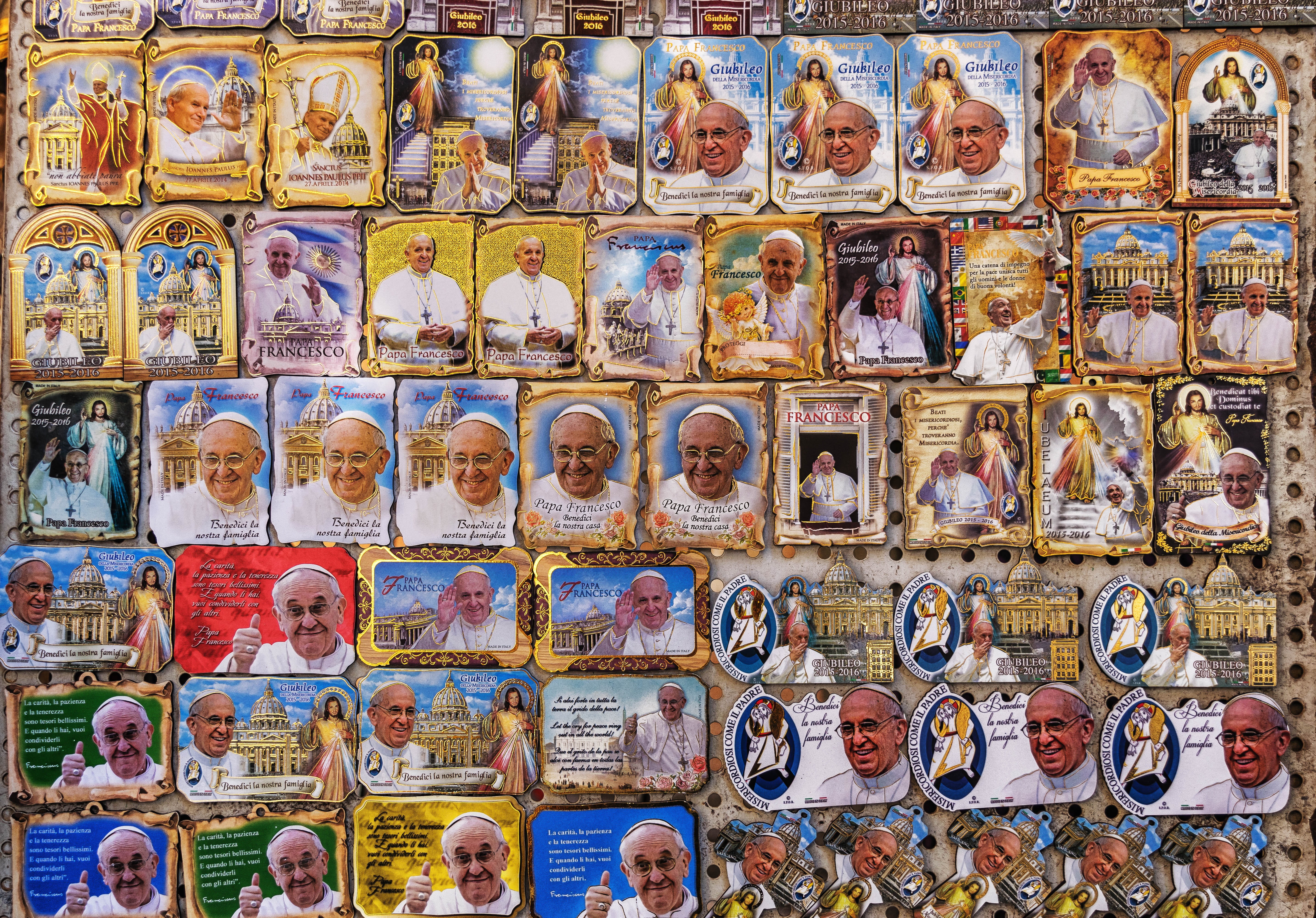 image, abundance, creativity, multi colored, Tourism, Church, photo, full frame, market stall, the past, retail, rome, holy father, male likeness, variation, HD Wallpaper