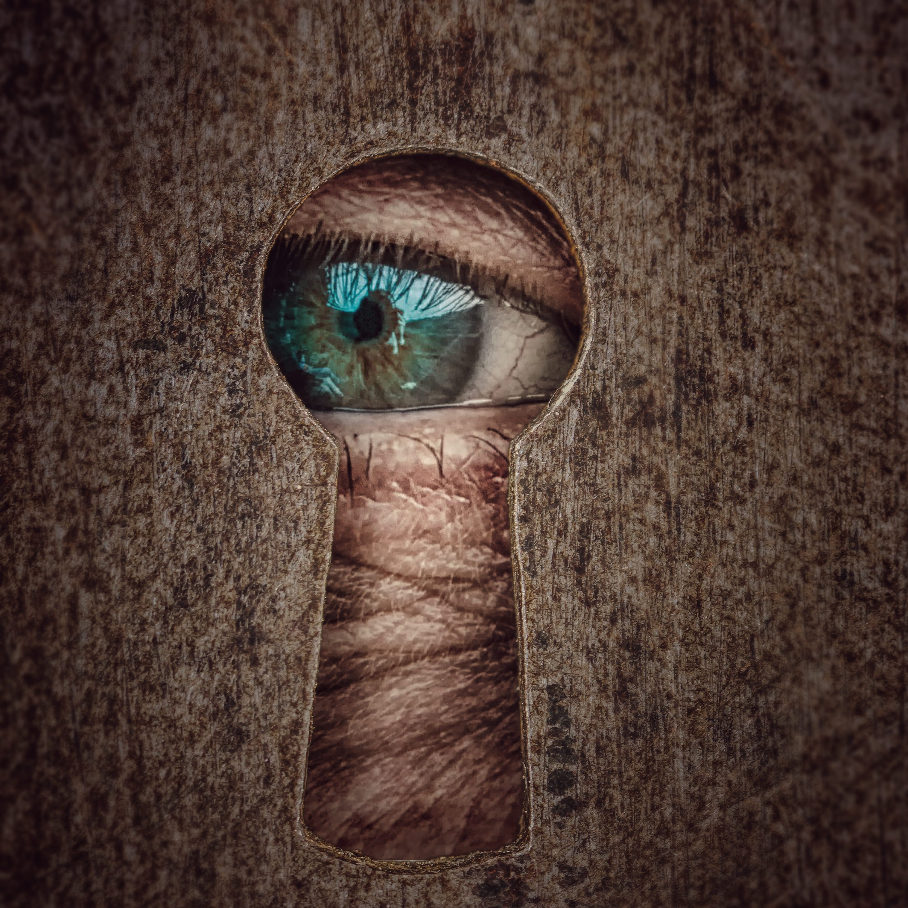 human body part, 2K, eye, key hole, watch, transparent, human eye, textured, surveillance, close-up, by looking, sensory perception, digital composite, Phone HD Wallpaper