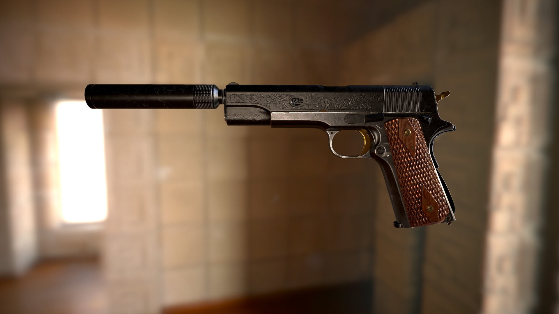 Najah Benothman, art, 1080P, COLT 1911 - Project 1984, gun, weapons, HD Wallpaper