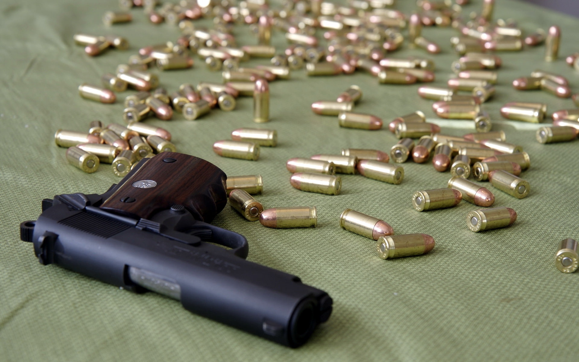 gun, 1911 Colt Officers Pistol, 1080P, cartridges, weapons, HD Wallpaper
